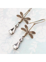 A Pocket of Posies Dragonfly Crystal Sparkling Vintage Glass Earrings