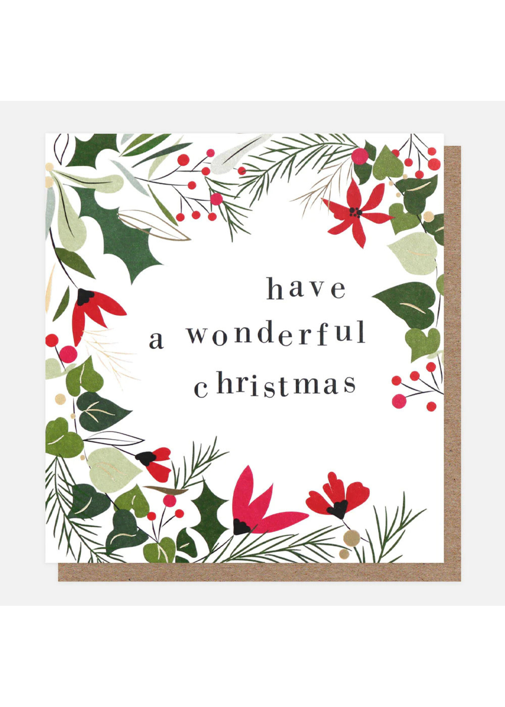 Caroline Gardner Wreath and Reindeer - Pack of 8 Greeting Cards