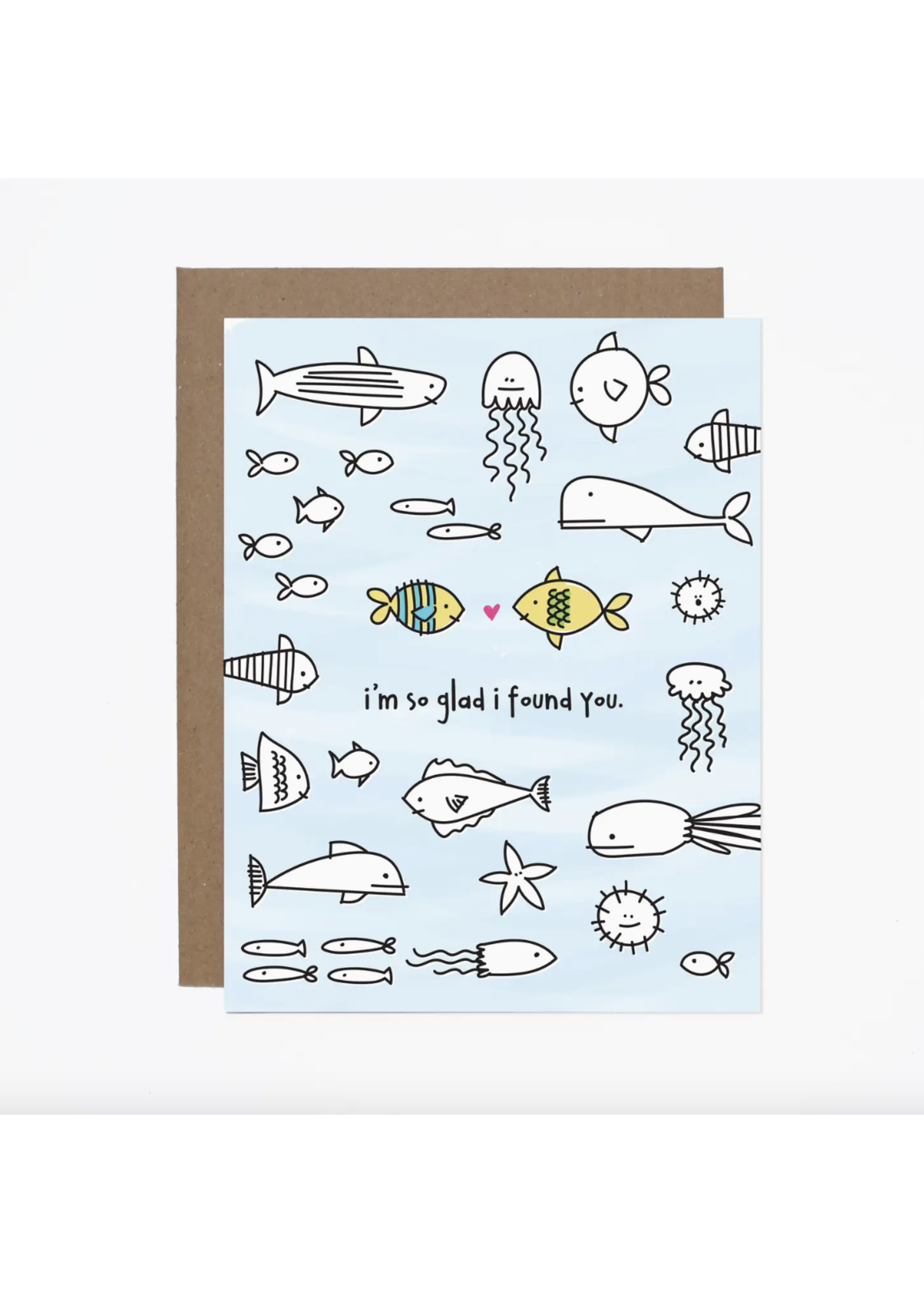 Carolyn Draws So Glad I Found You Fish Couple Greeting Card