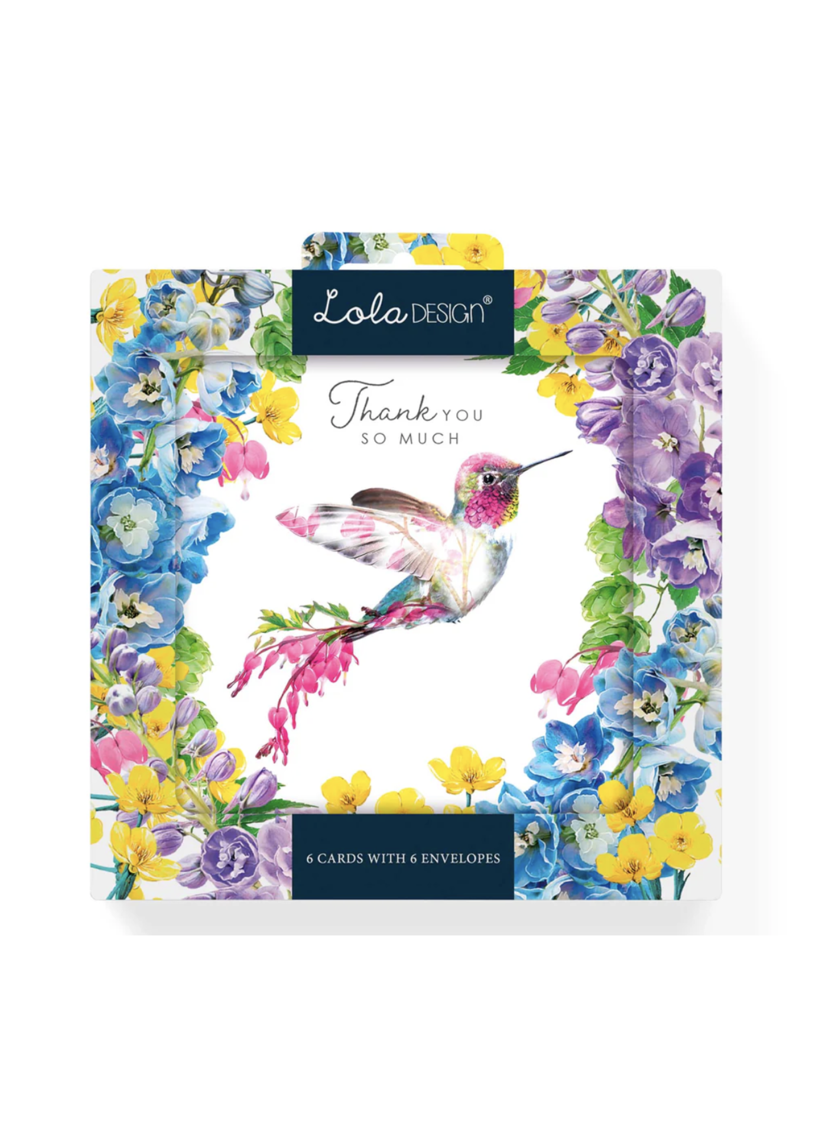 Lola Design Ltd Thank You So Much Hummingbird Notecards Pack of 6