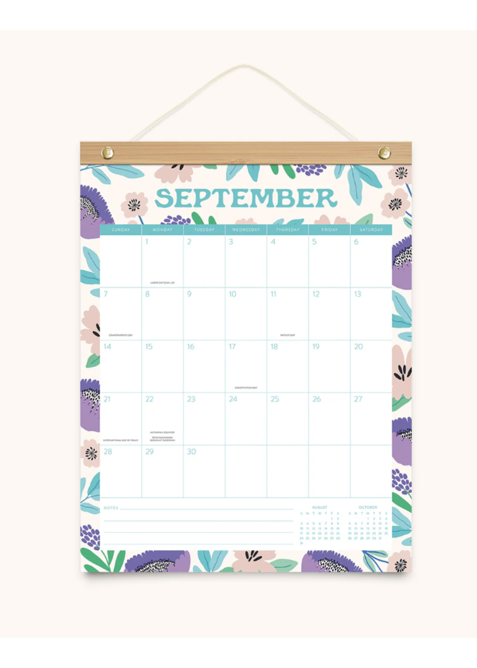 Studio Oh! Botanical Bliss Bamboo Hanger 2025 Calendar