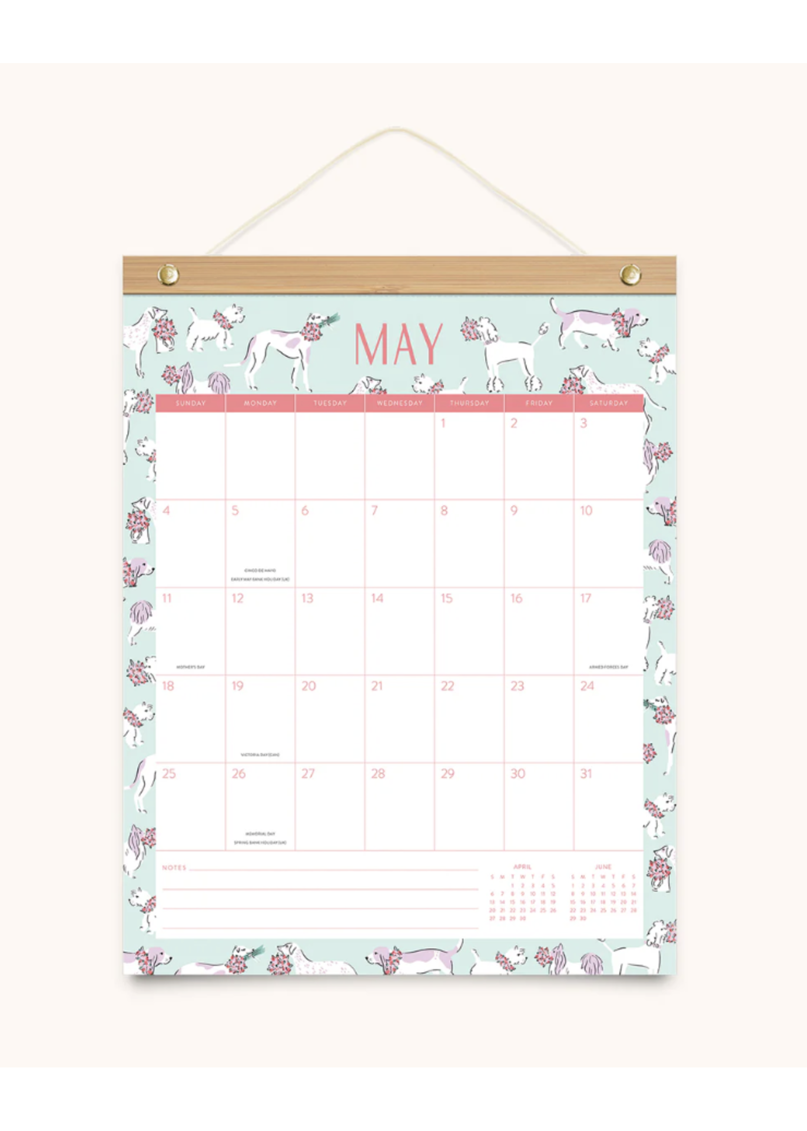 Studio Oh! Dog Days Bamboo Hanger 2025 Calendar