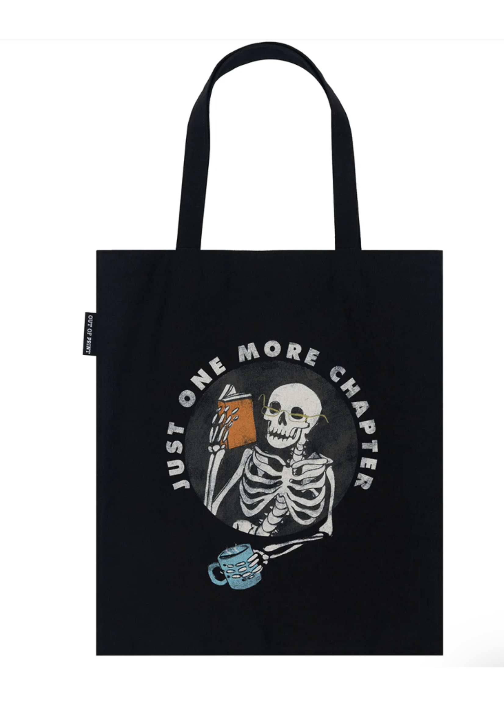 Out of Print Just One More Chapter Skeleton Tote Bag Out of Print