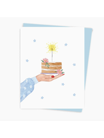 Hobeika Art Hand Holding Birthday Cake