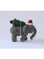 Spectacled Bear Elephant With Tree Felti Ornament