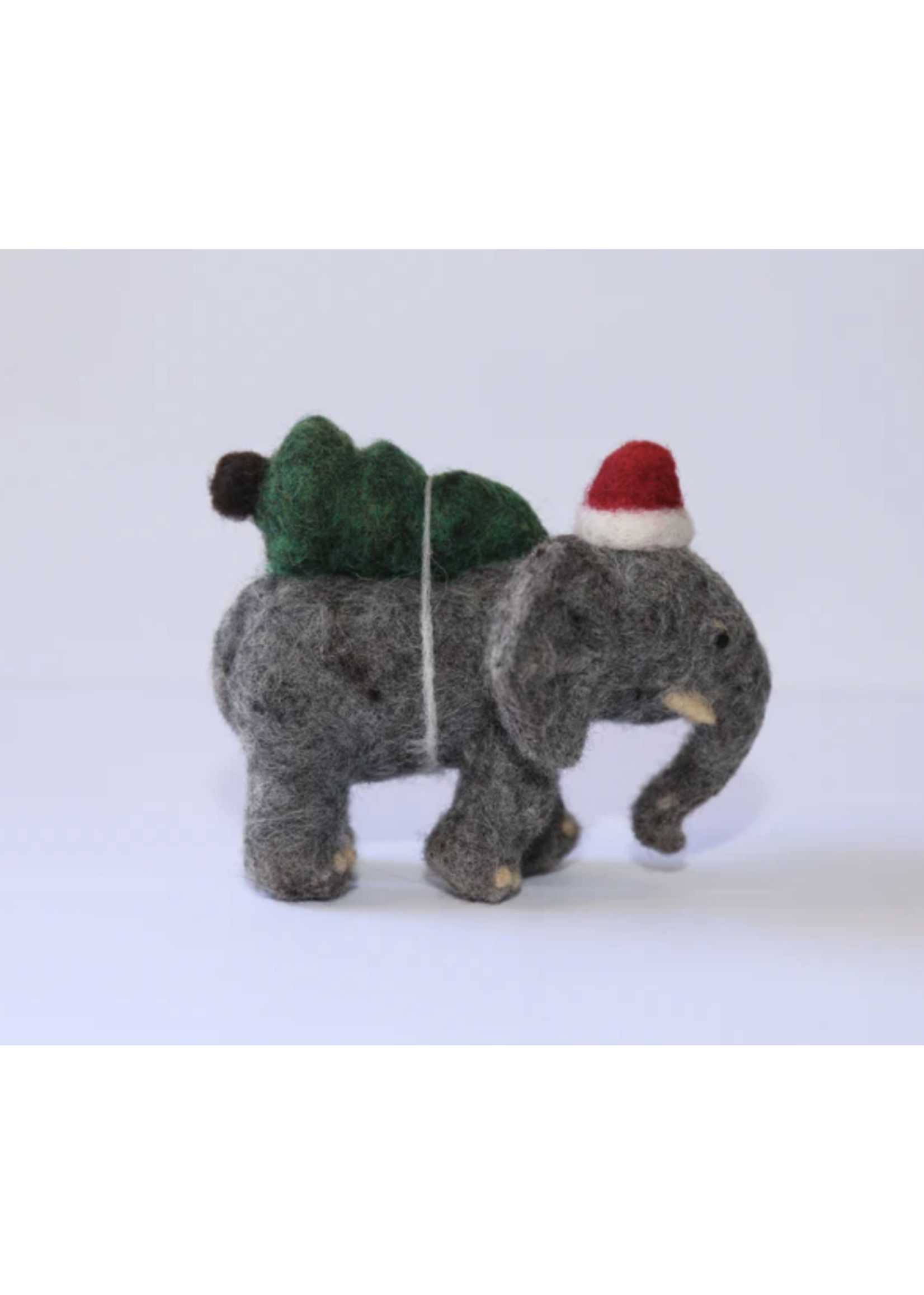 Spectacled Bear Elephant With Tree Felti Ornament