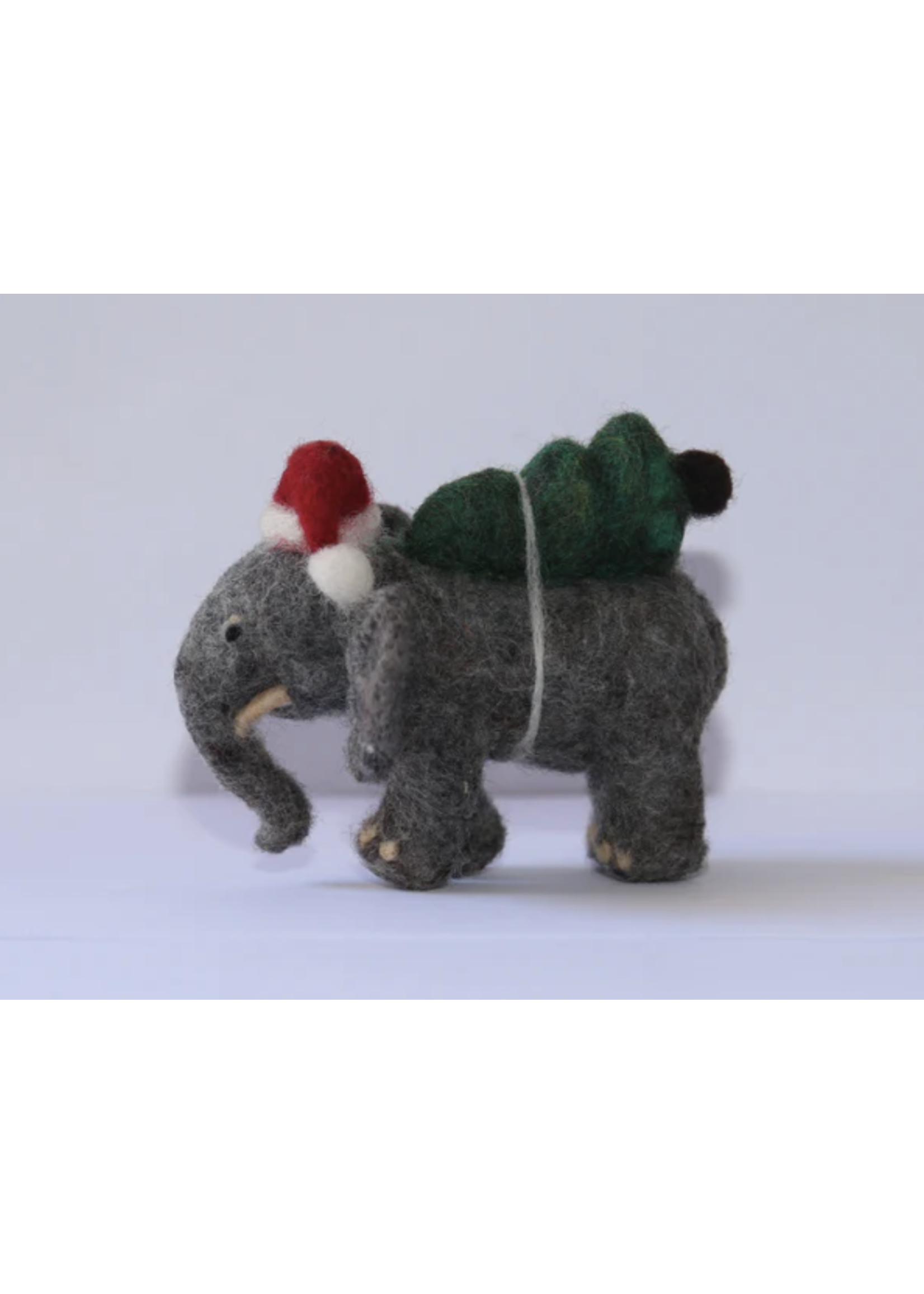 Spectacled Bear Elephant With Tree Felti Ornament
