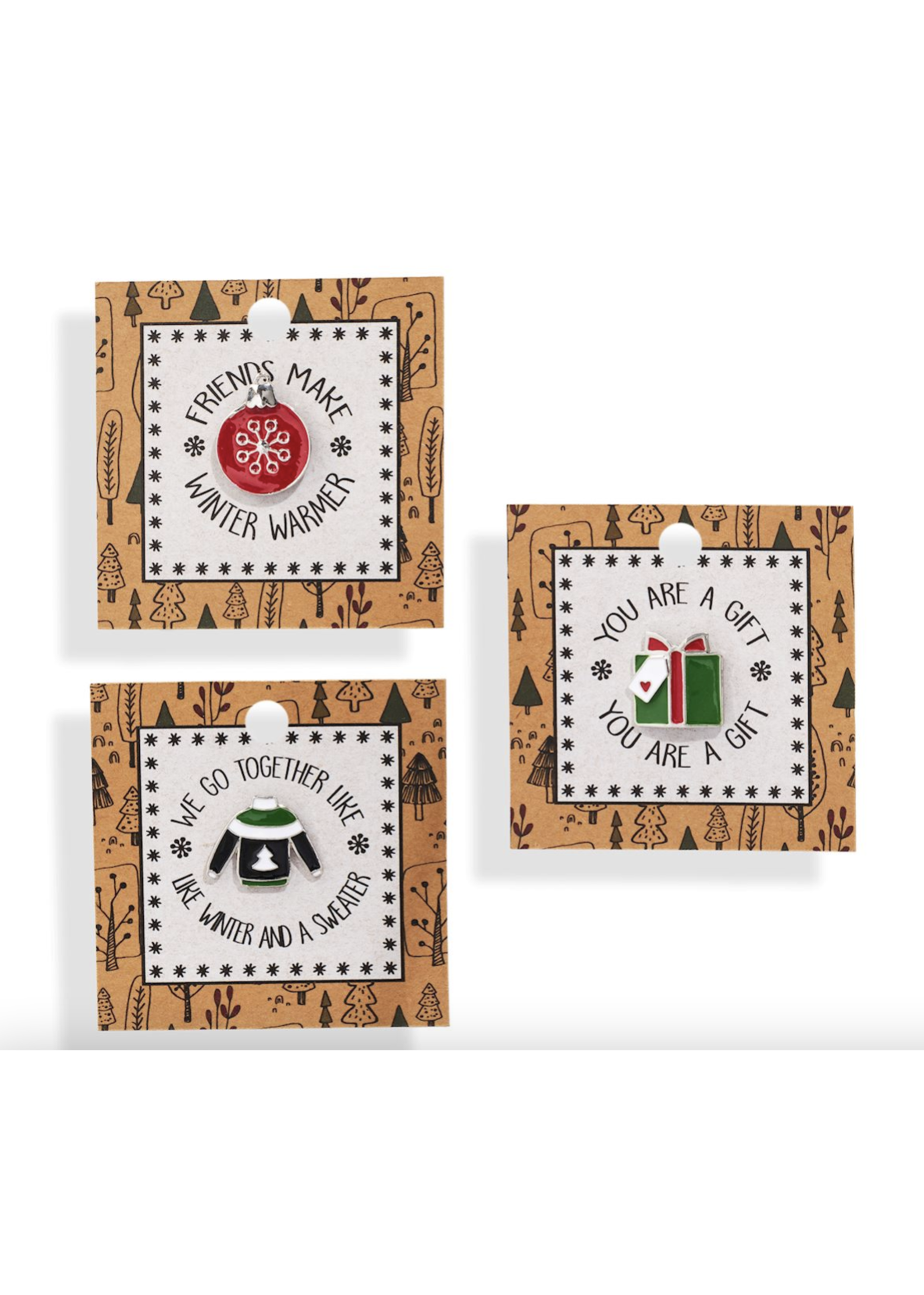 Giftcraft Christmas Enamel Pins Assorted Gift, Bauble, Sweater