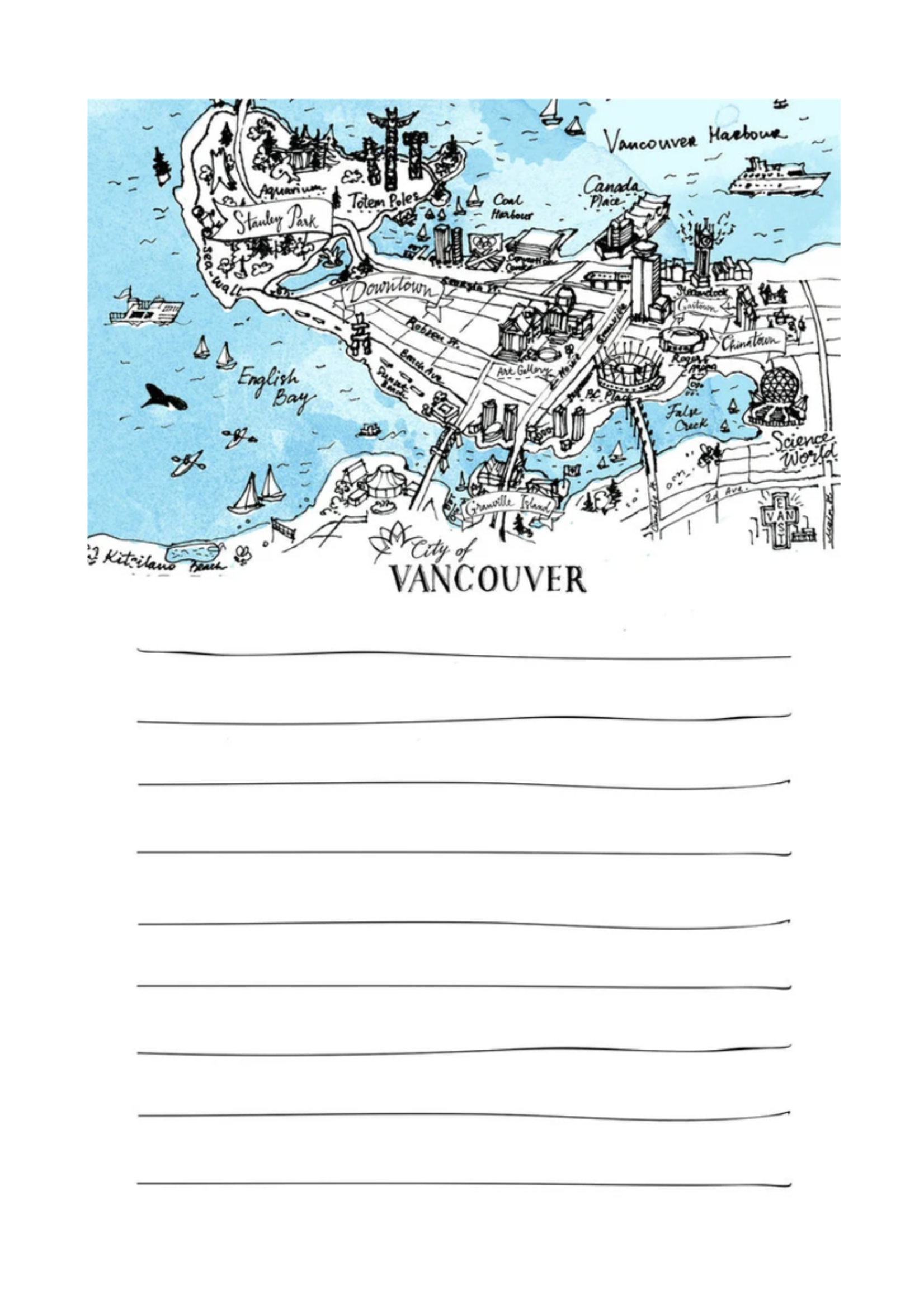 Elena Markelova Notepad Vancouver Map Lined