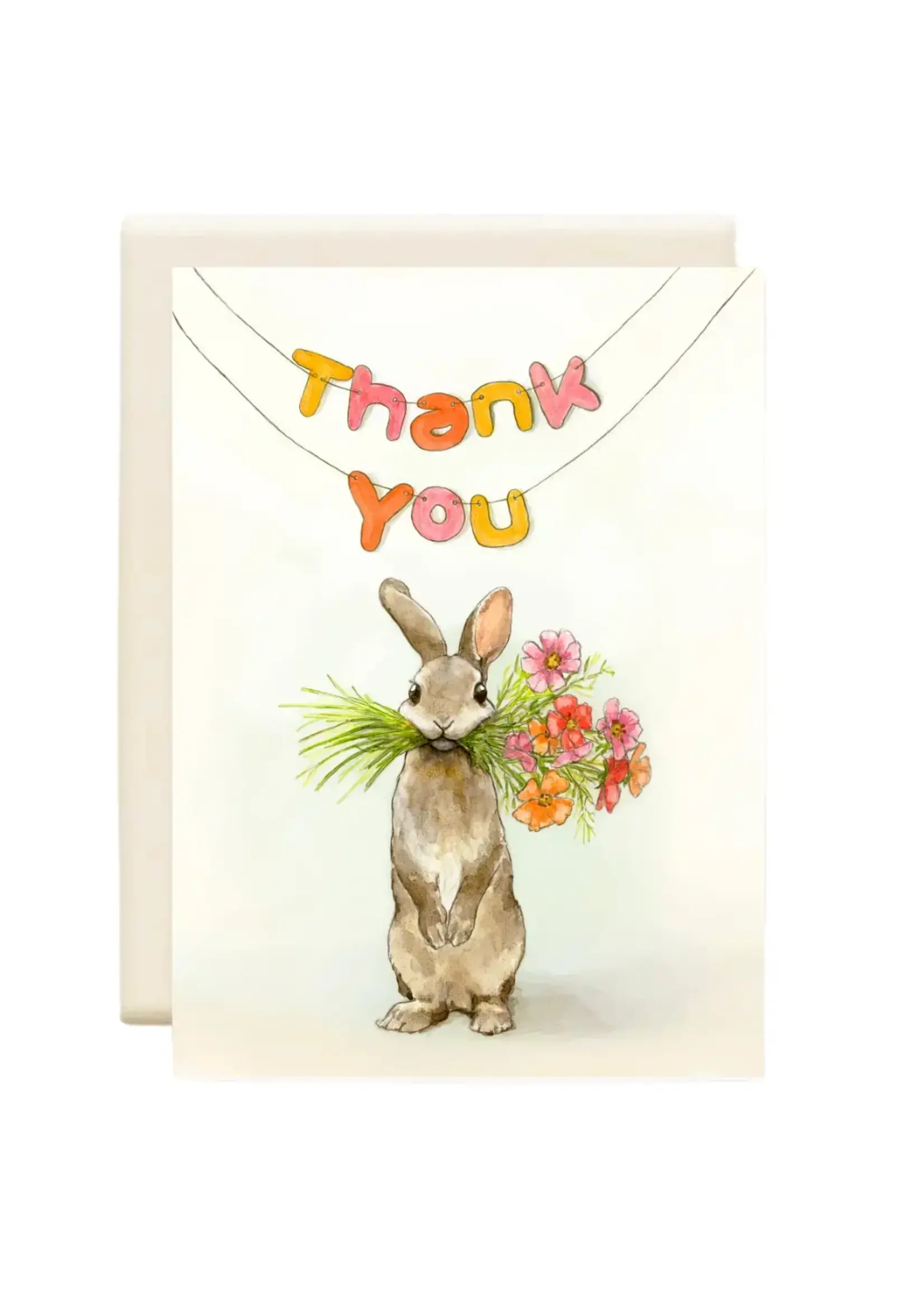 Inkwell Cards Thanks a Bunch Bunny Flowers