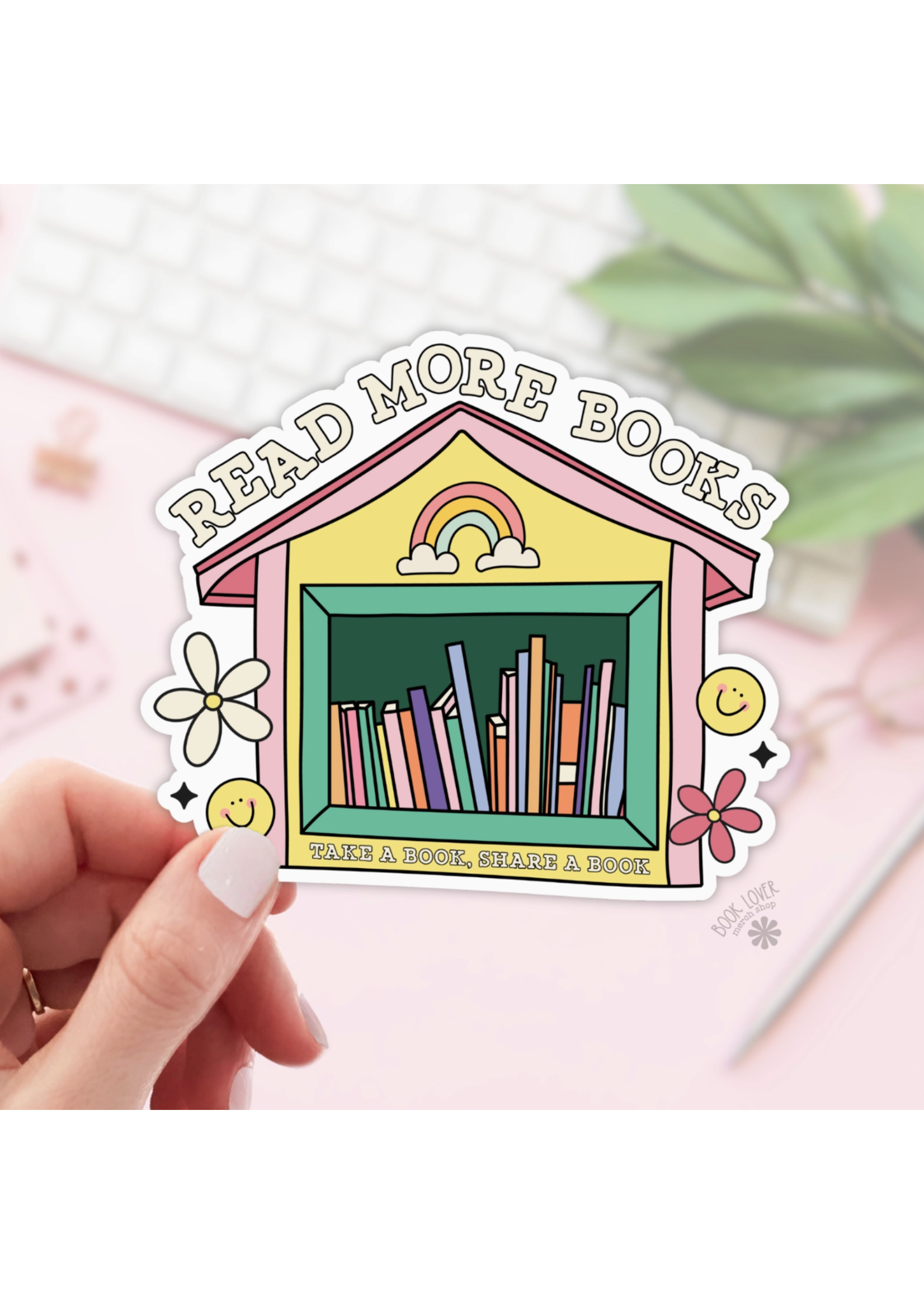 Book Lover Merch Shop Read More Books Sticker Free Little Library