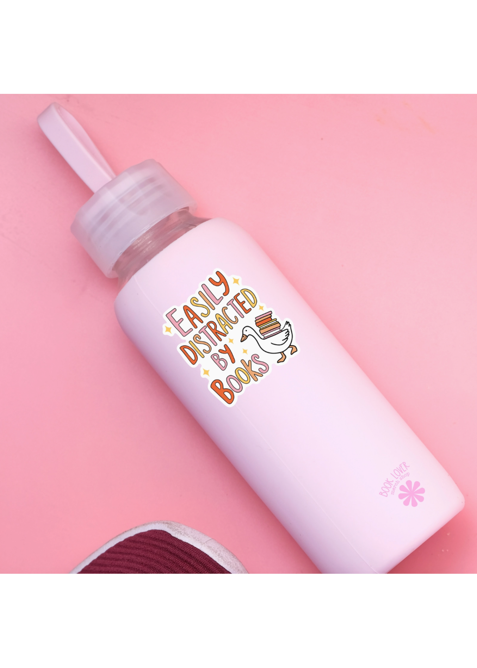 Book Lover Merch Shop Easily Distracted by Books Sticker Vinyl Sticker