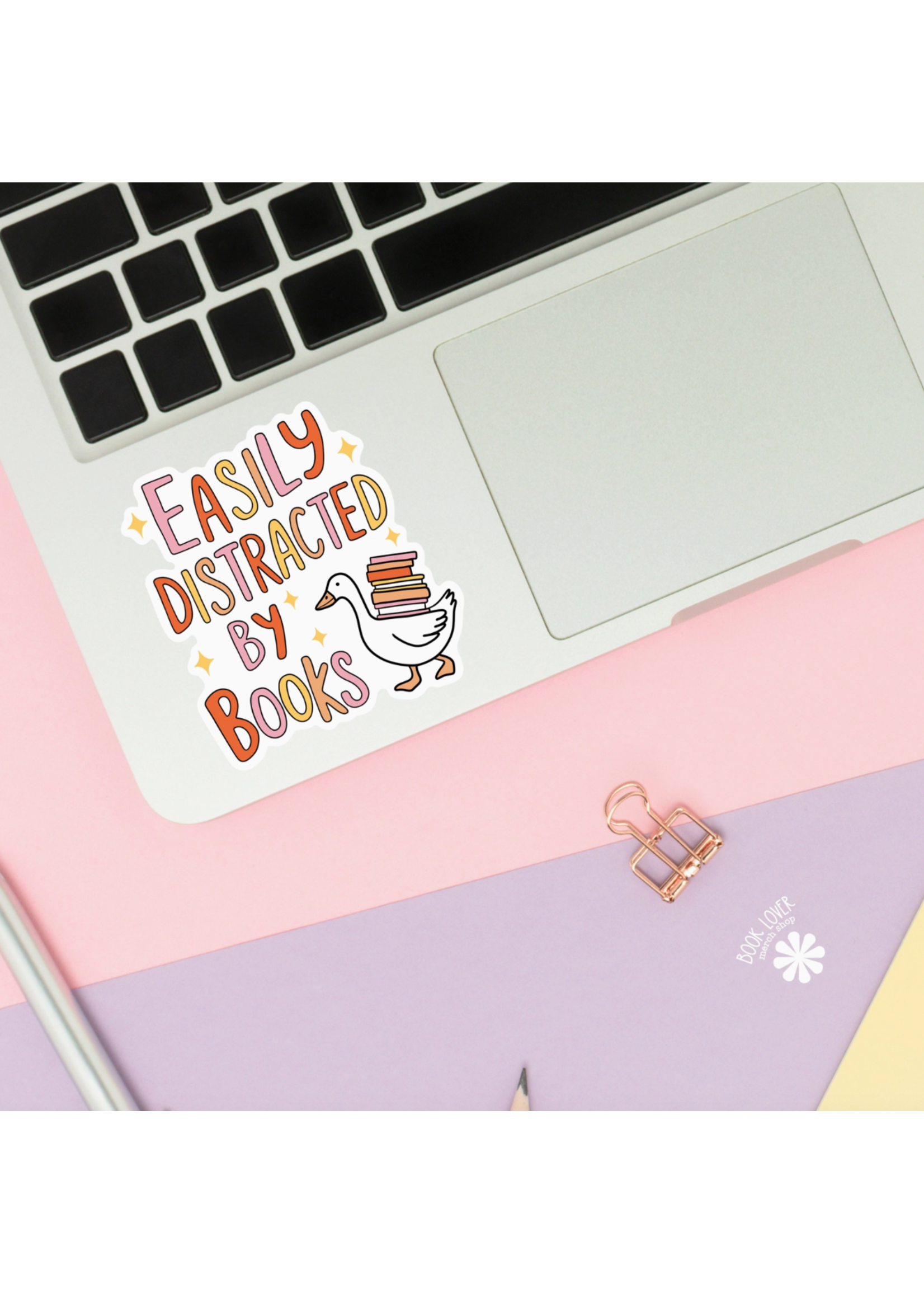 Book Lover Merch Shop Easily Distracted by Books Sticker Vinyl Sticker