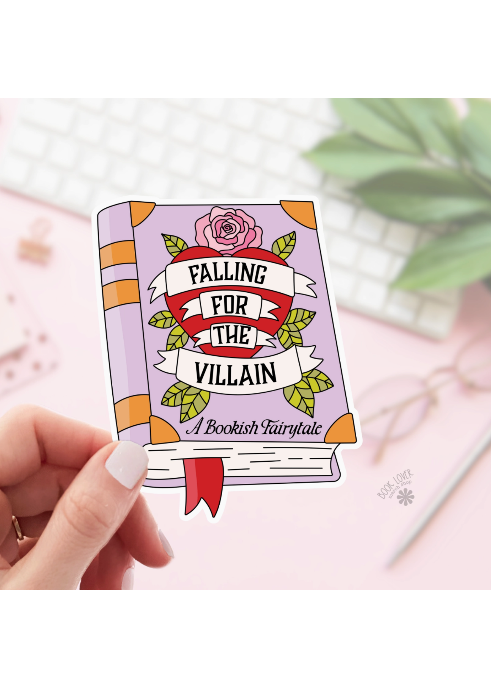 Book Lover Merch Shop Falling for the Villain Sticker