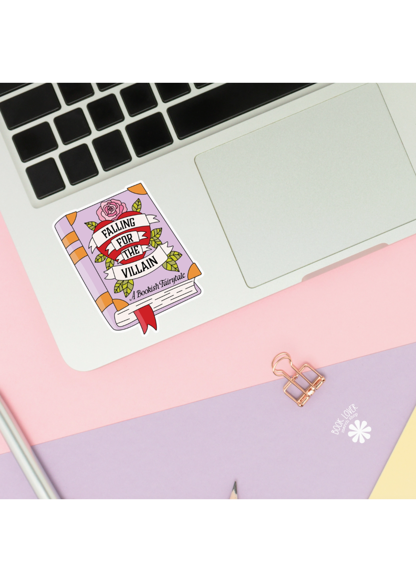 Book Lover Merch Shop Falling for the Villain Sticker