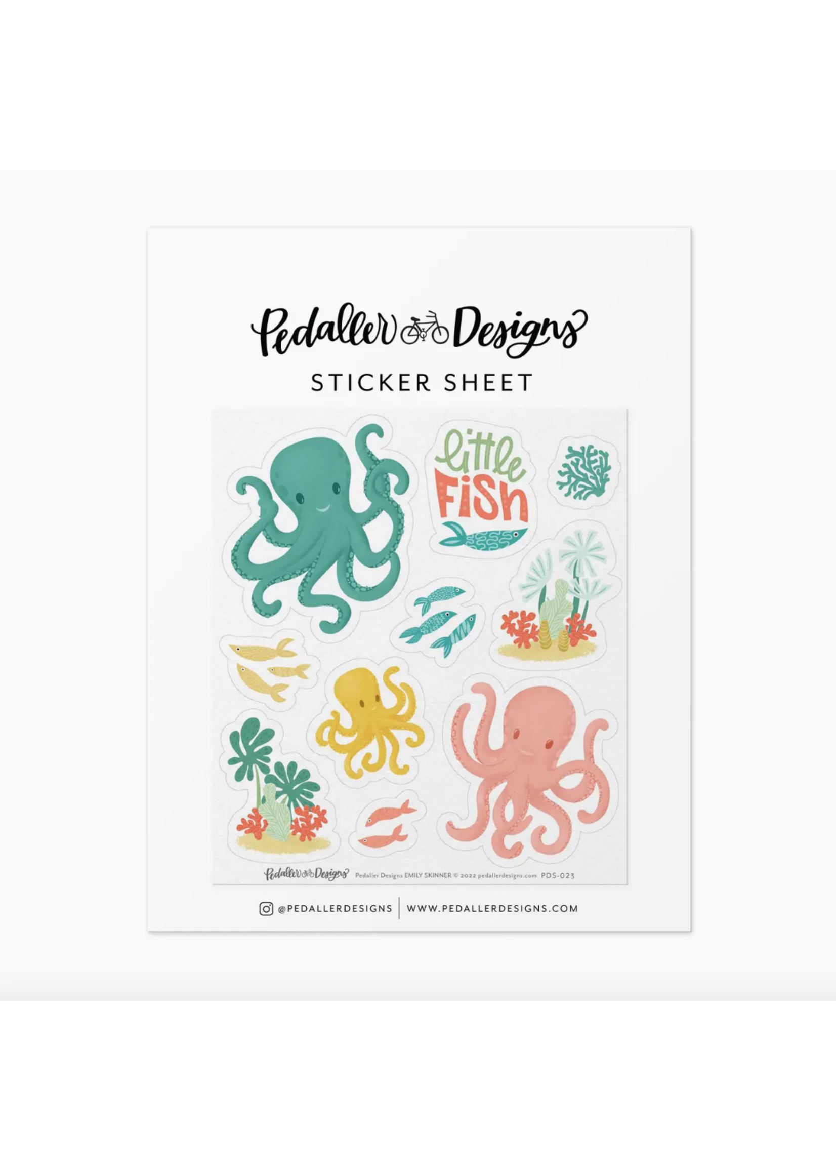 Pedaller Designs Octopus Childrens Sticker Sheet
