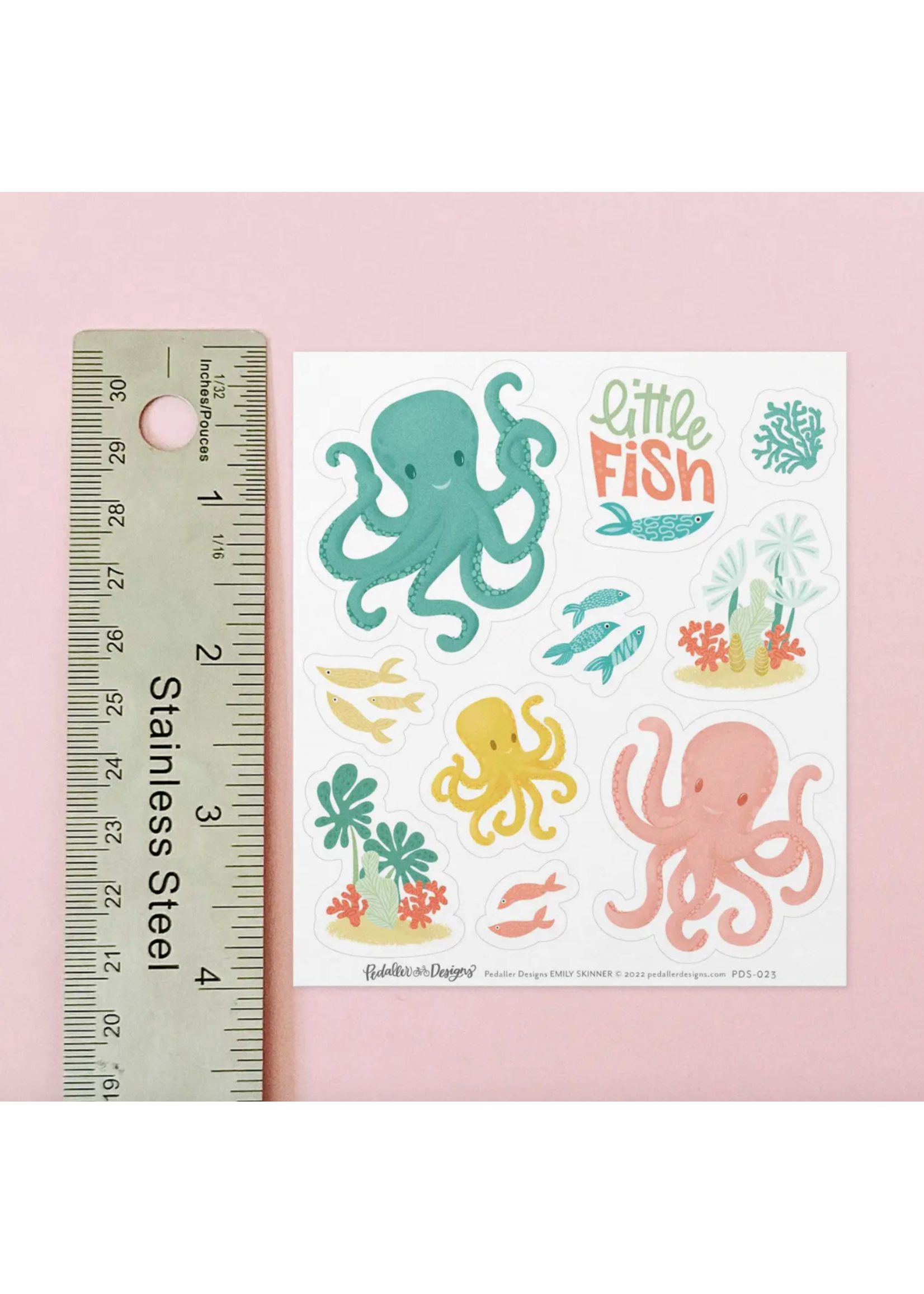 Pedaller Designs Octopus Childrens Sticker Sheet
