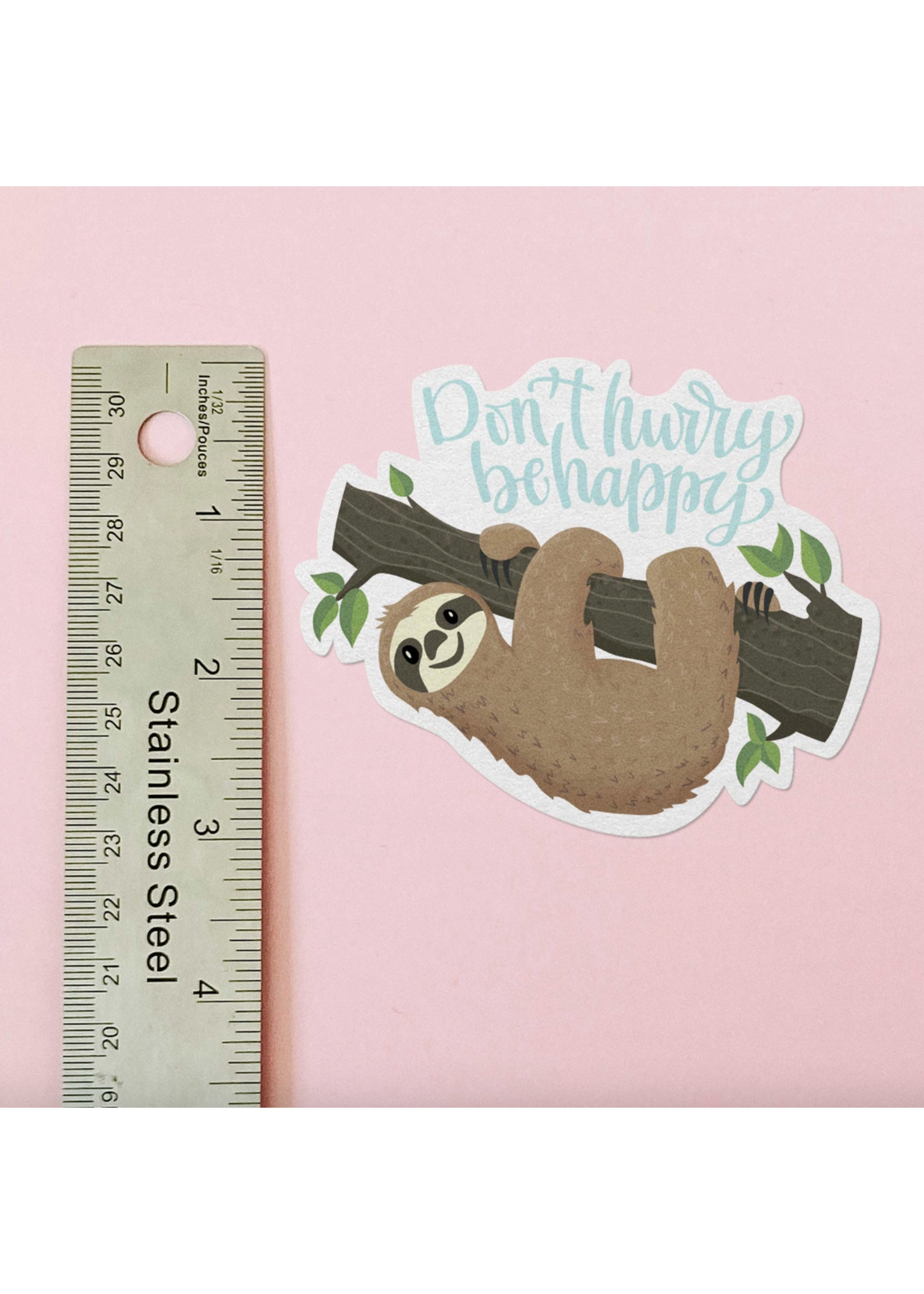 Pedaller Designs Dont Hurry Be Happy Sloth Vinyl Sticker