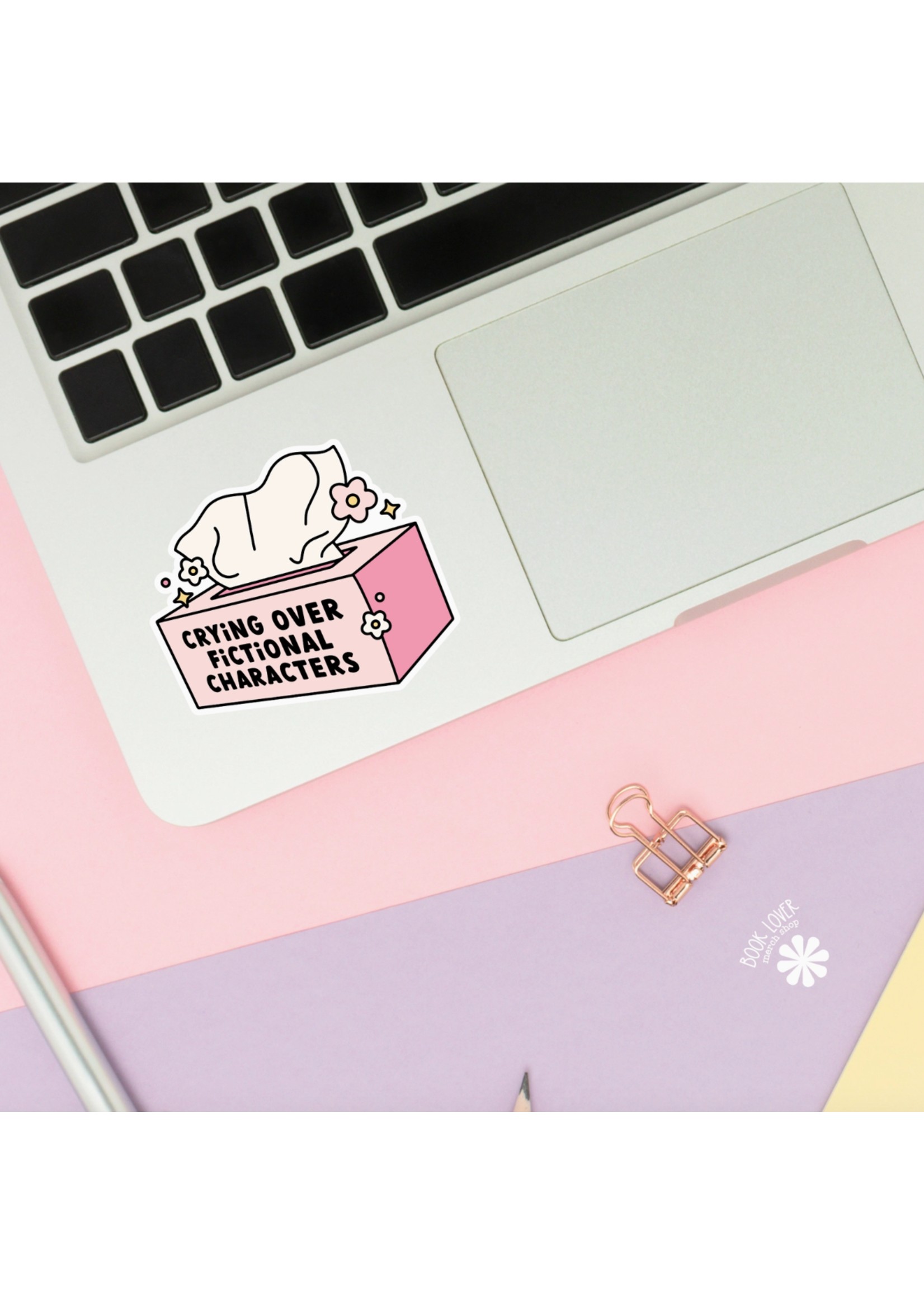 Book Lover Merch Shop Crying Over Fictional Characters Sticker