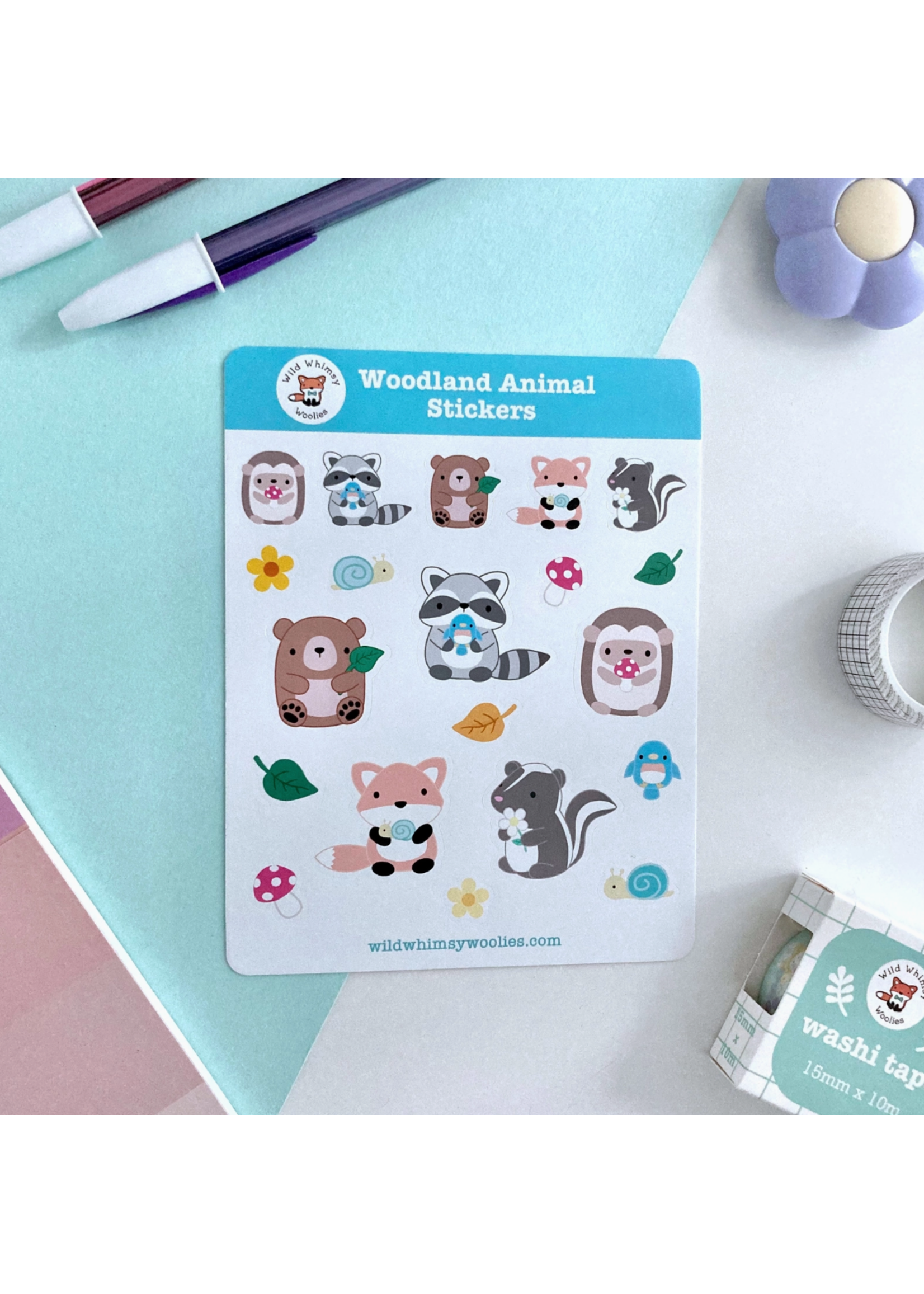 Wild Whimsy Woolies Woodland Animals Stamp Sticker Sheet