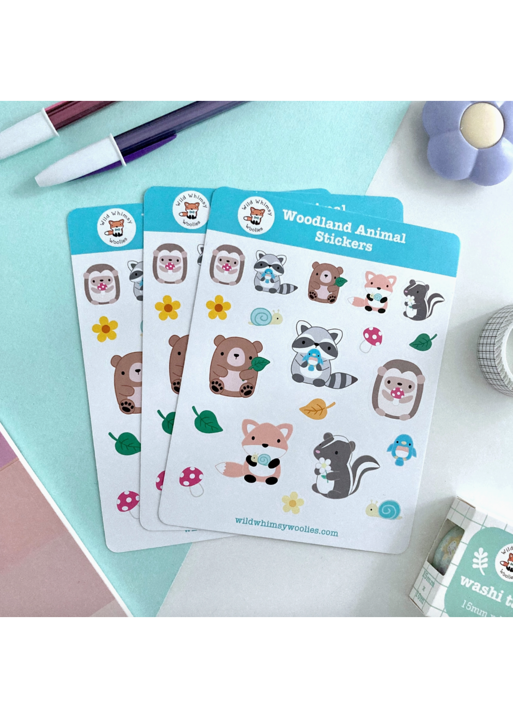 Wild Whimsy Woolies Woodland Animals Stamp Sticker Sheet