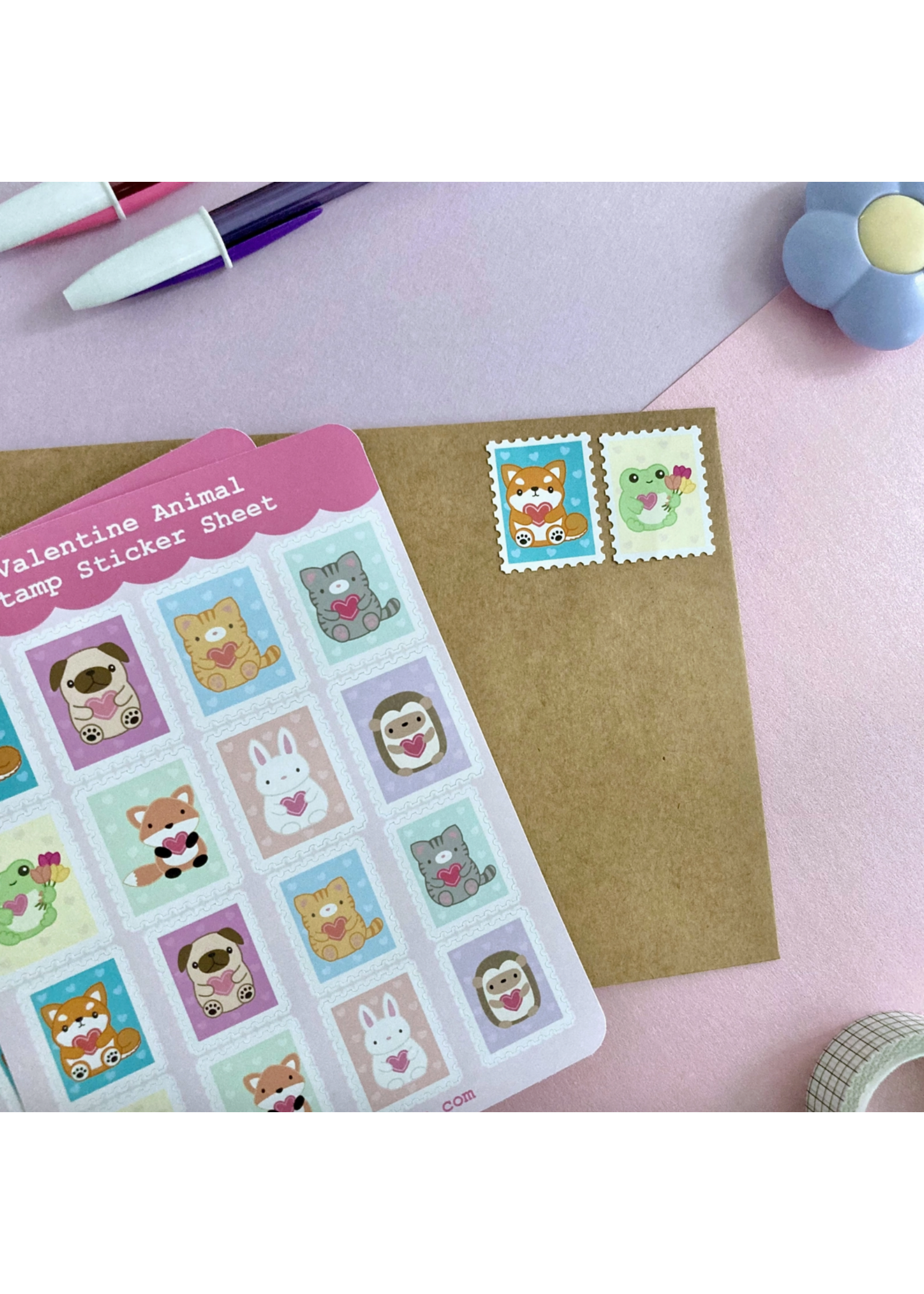 Wild Whimsy Woolies Valentine Animal Sticker Sheet