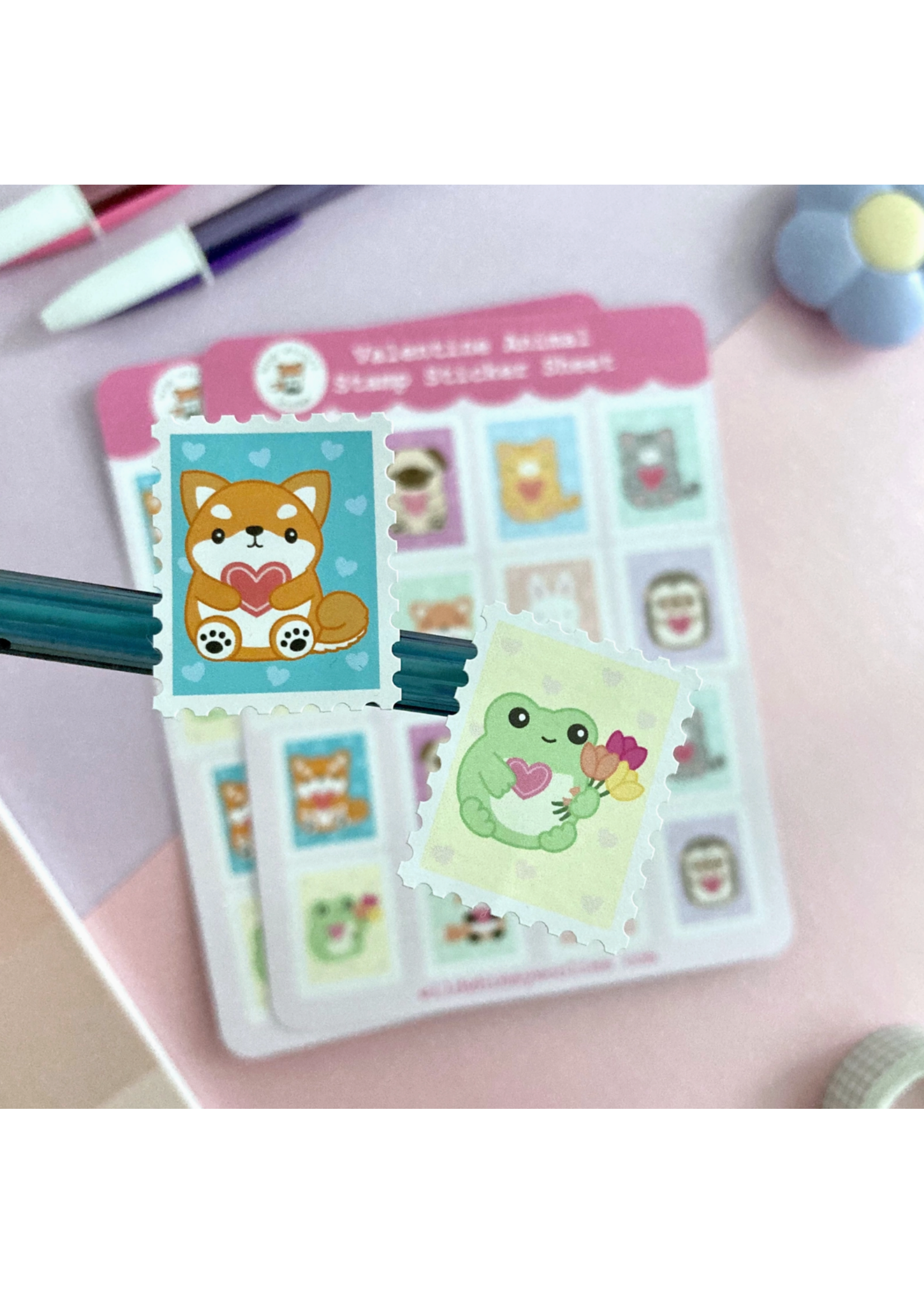 Wild Whimsy Woolies Valentine Animal Sticker Sheet