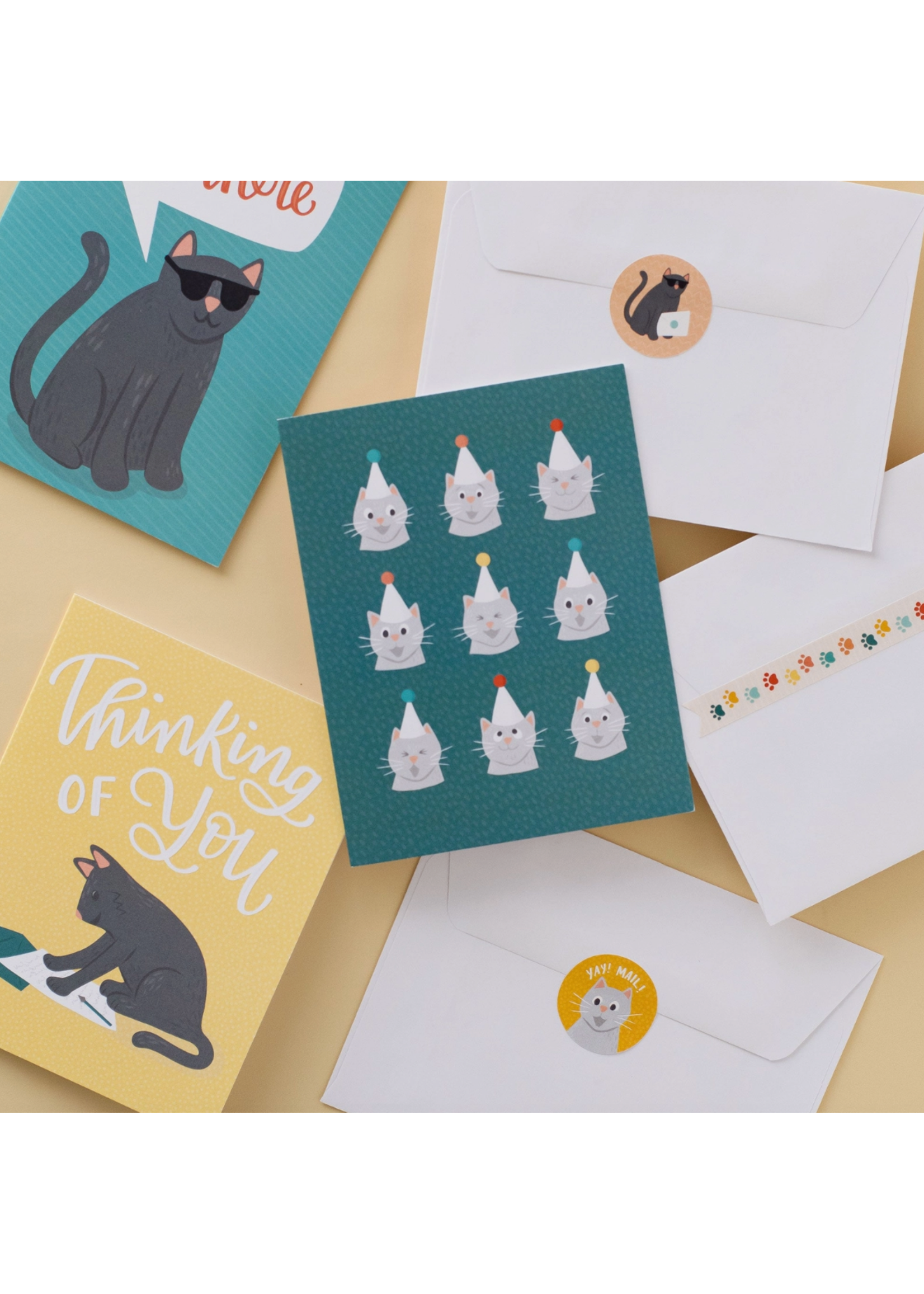 Pedaller Designs Cat Hey There Stationery Set