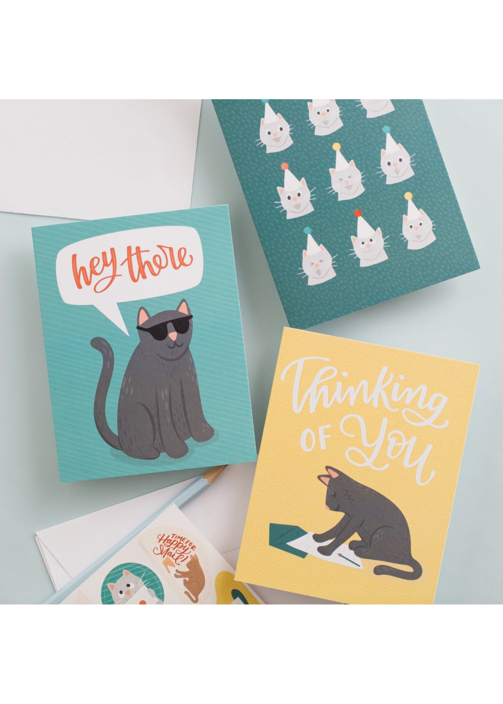 Pedaller Designs Cat Hey There Stationery Set