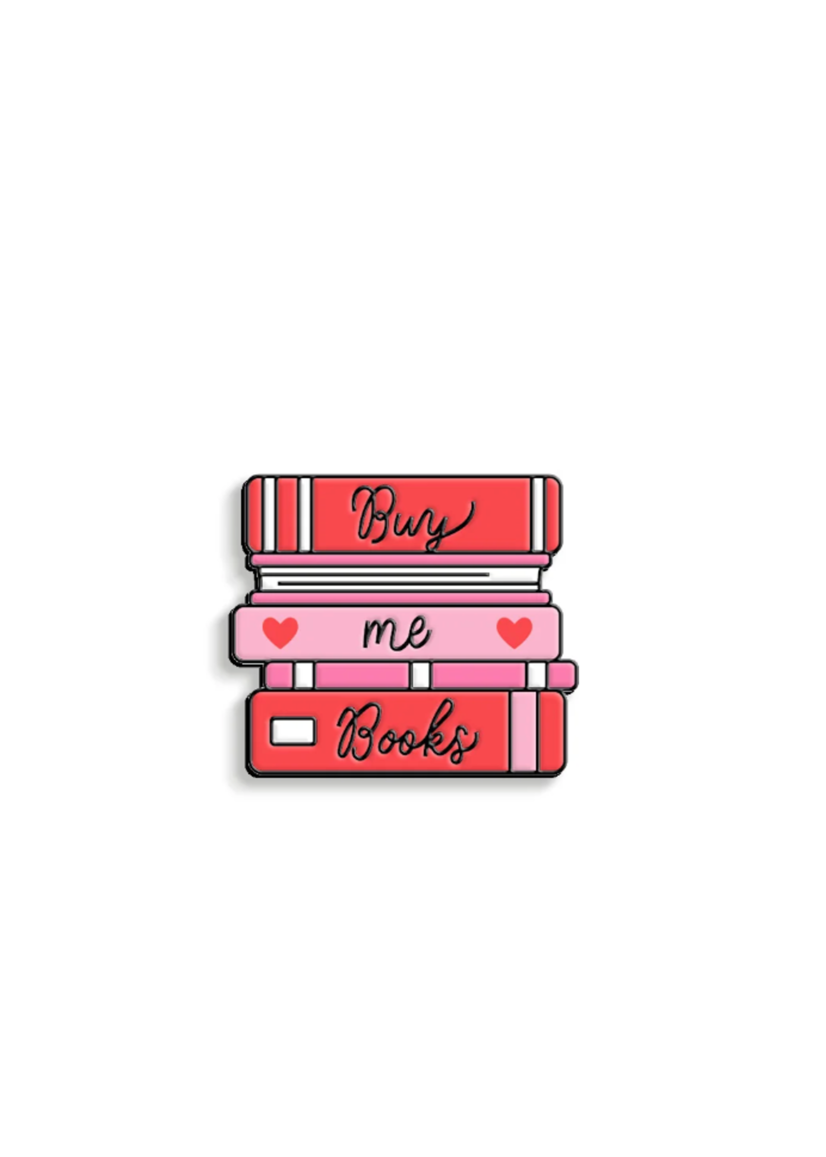Out of Print Buy Me Books Stack Enamel Pin