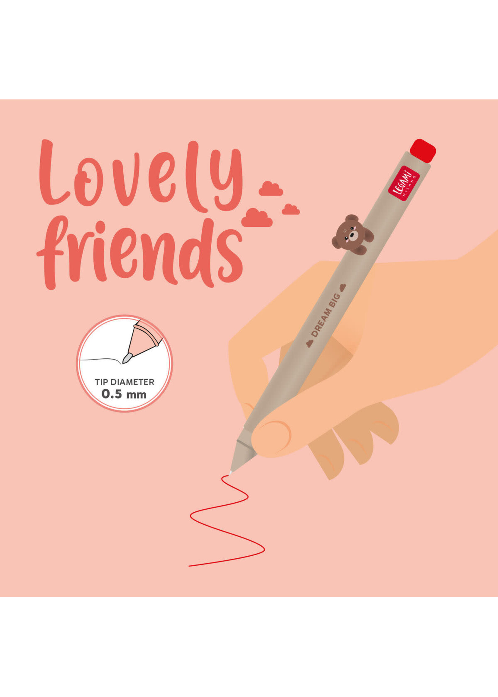 Legami Lovely Friends Gel Pen Brown Bear Dream Big