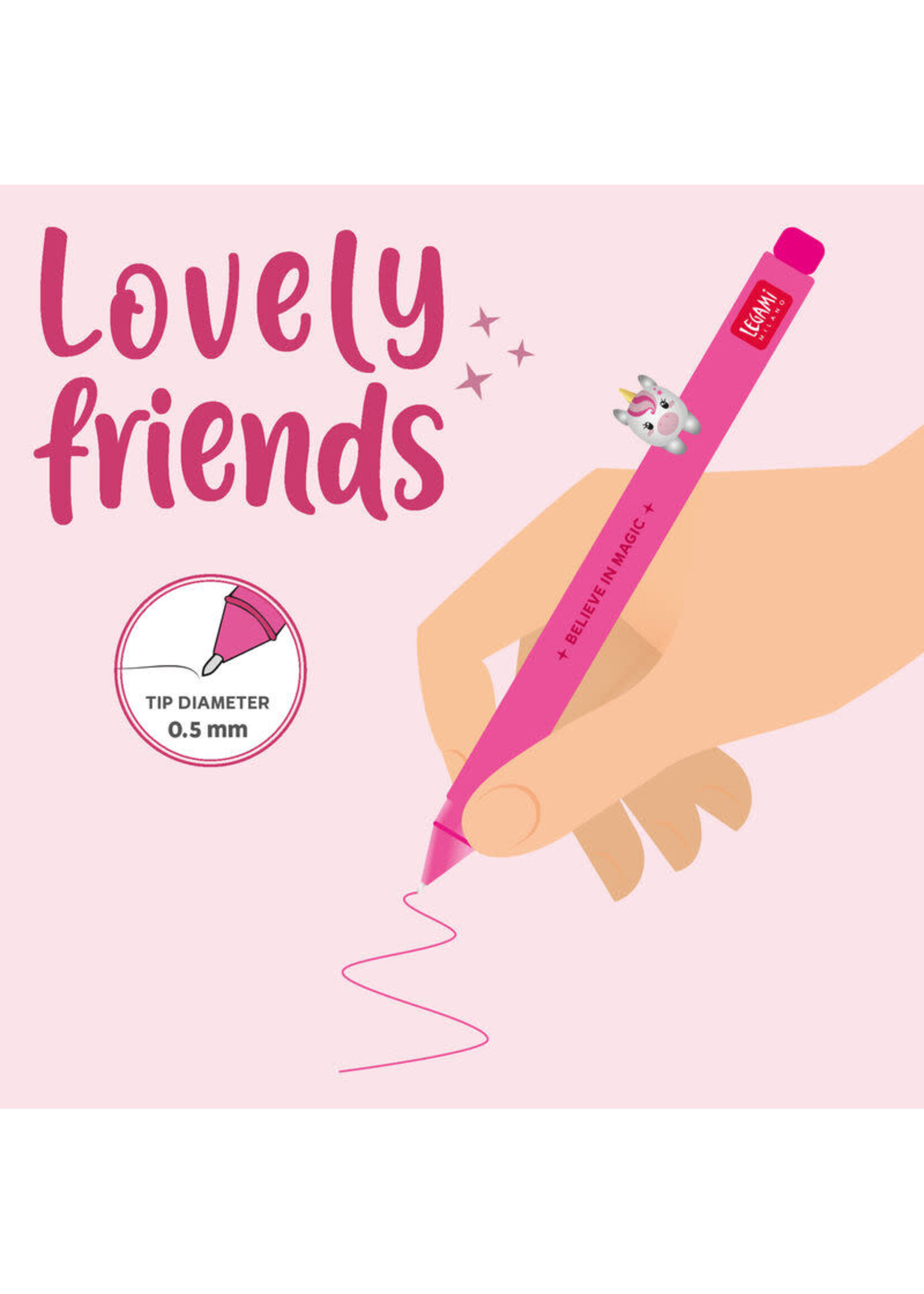 Legami Lovely Friends Gel Pen Unicorn Believe in Magic