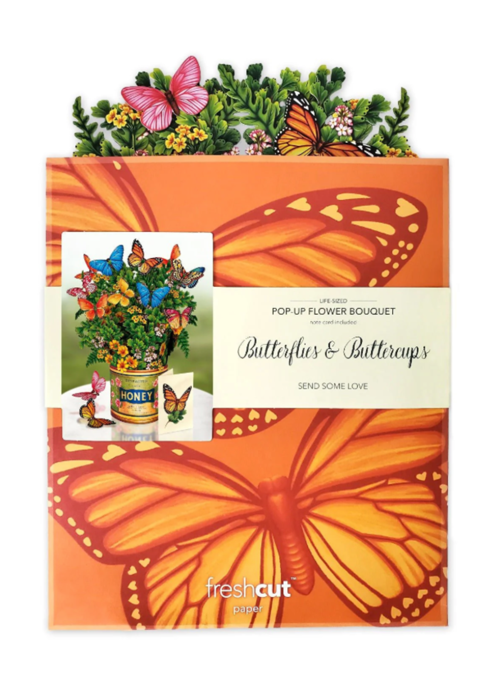 Fresh Cut Paper Butterflies and Buttercups Pop Up Flower Bouquet