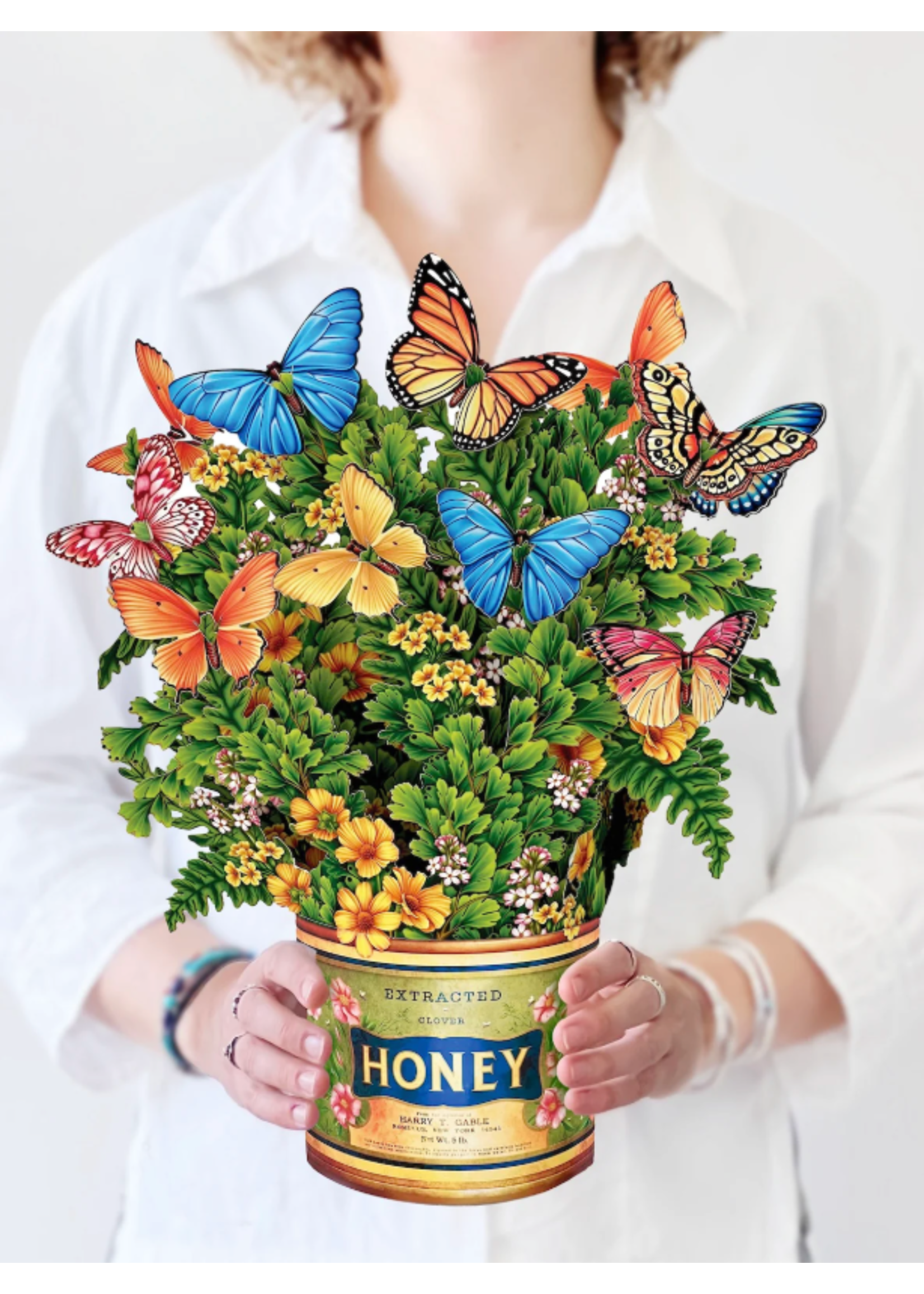 Fresh Cut Paper Butterflies and Buttercups Pop Up Flower Bouquet
