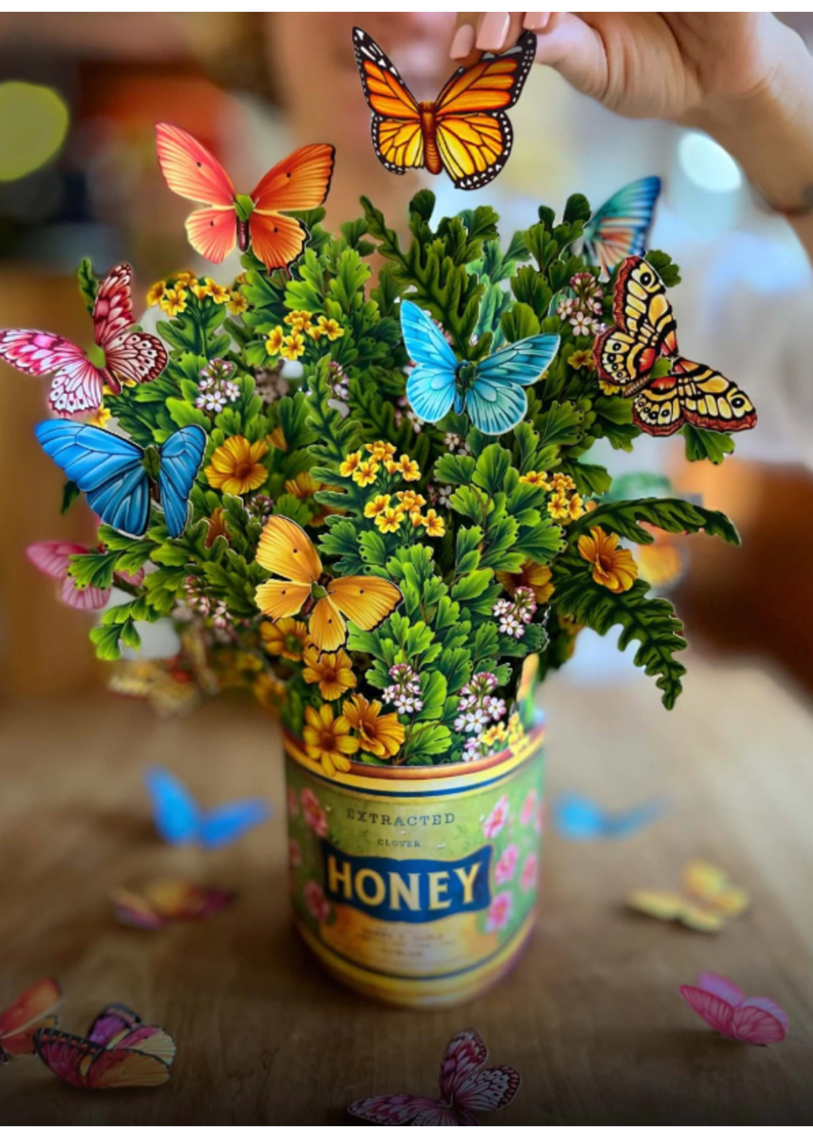 Fresh Cut Paper Butterflies and Buttercups Pop Up Flower Bouquet