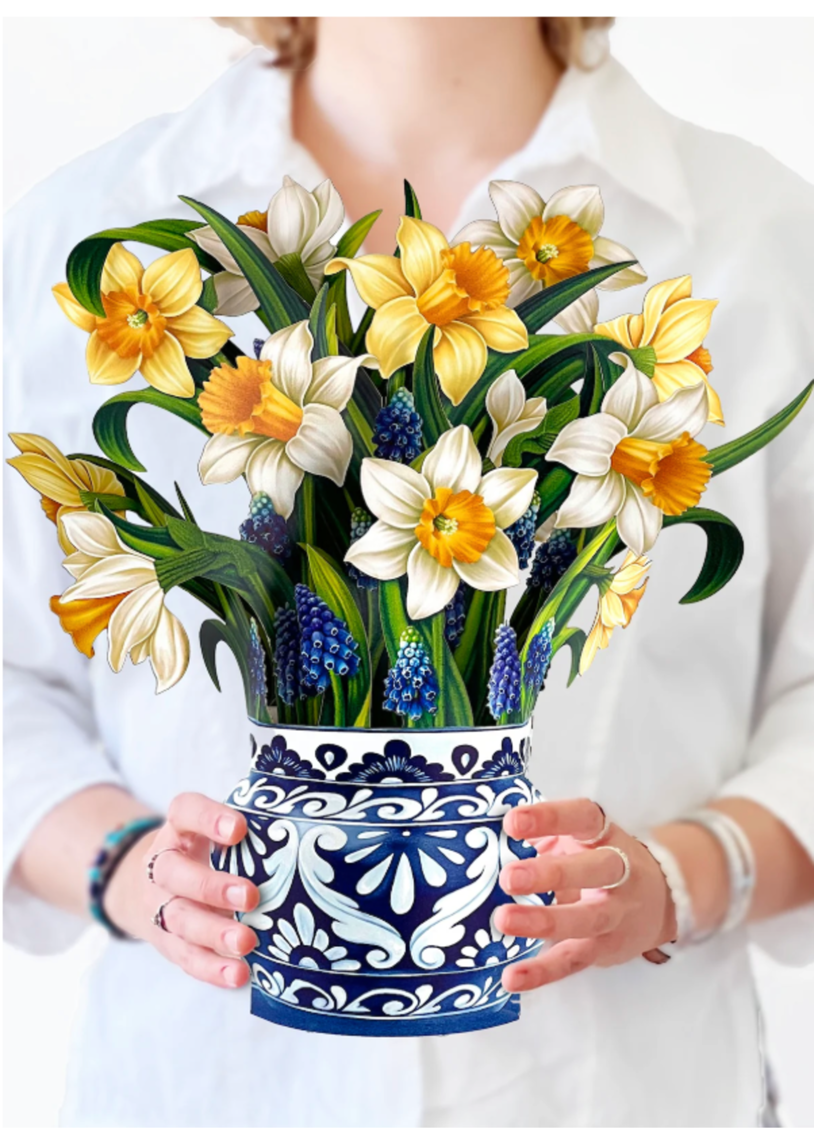 Fresh Cut Paper English Daffodils Pop Up Flower Bouquet