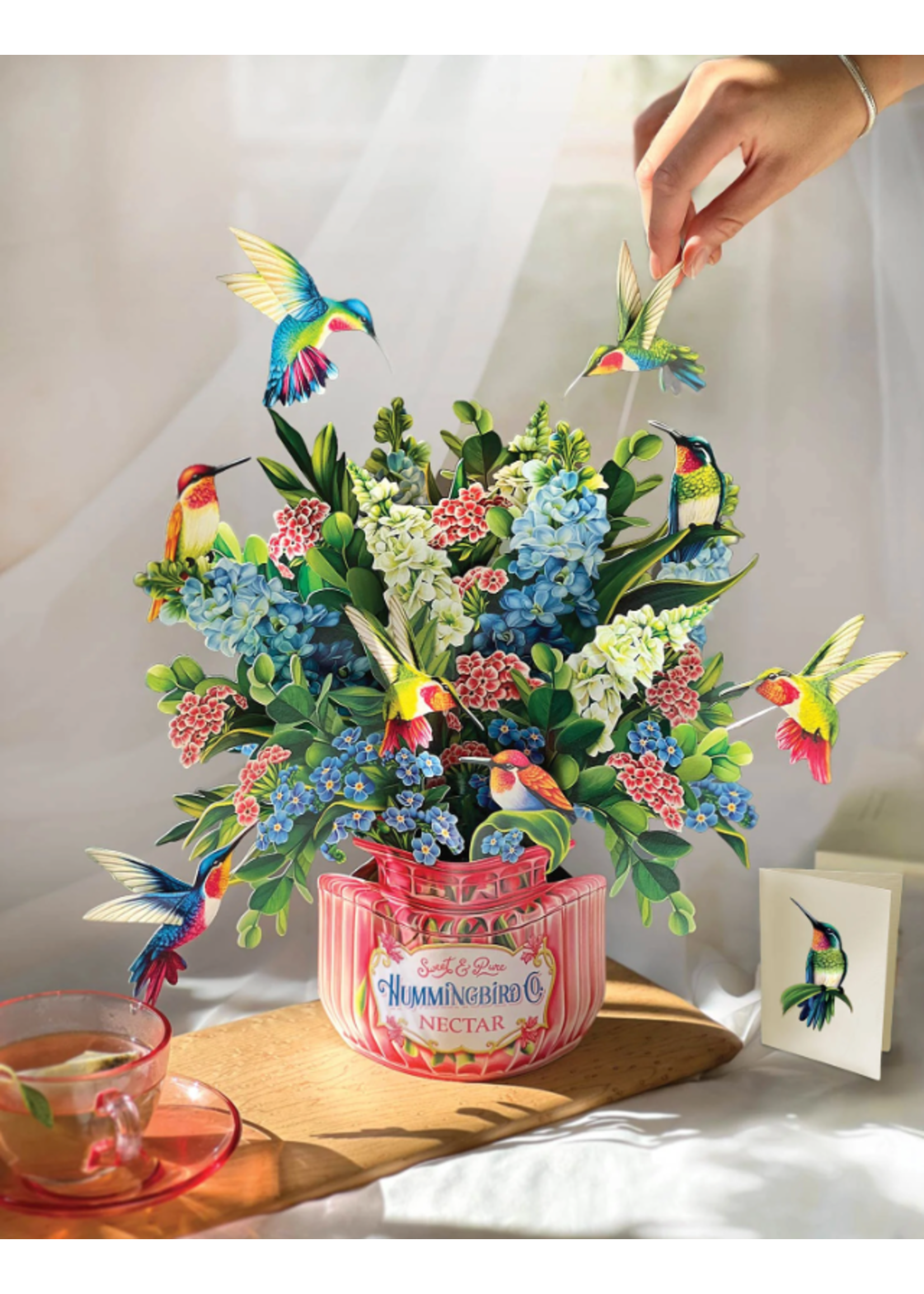 Fresh Cut Paper Hummingbird Oasis Pop Up Flower Bouquet