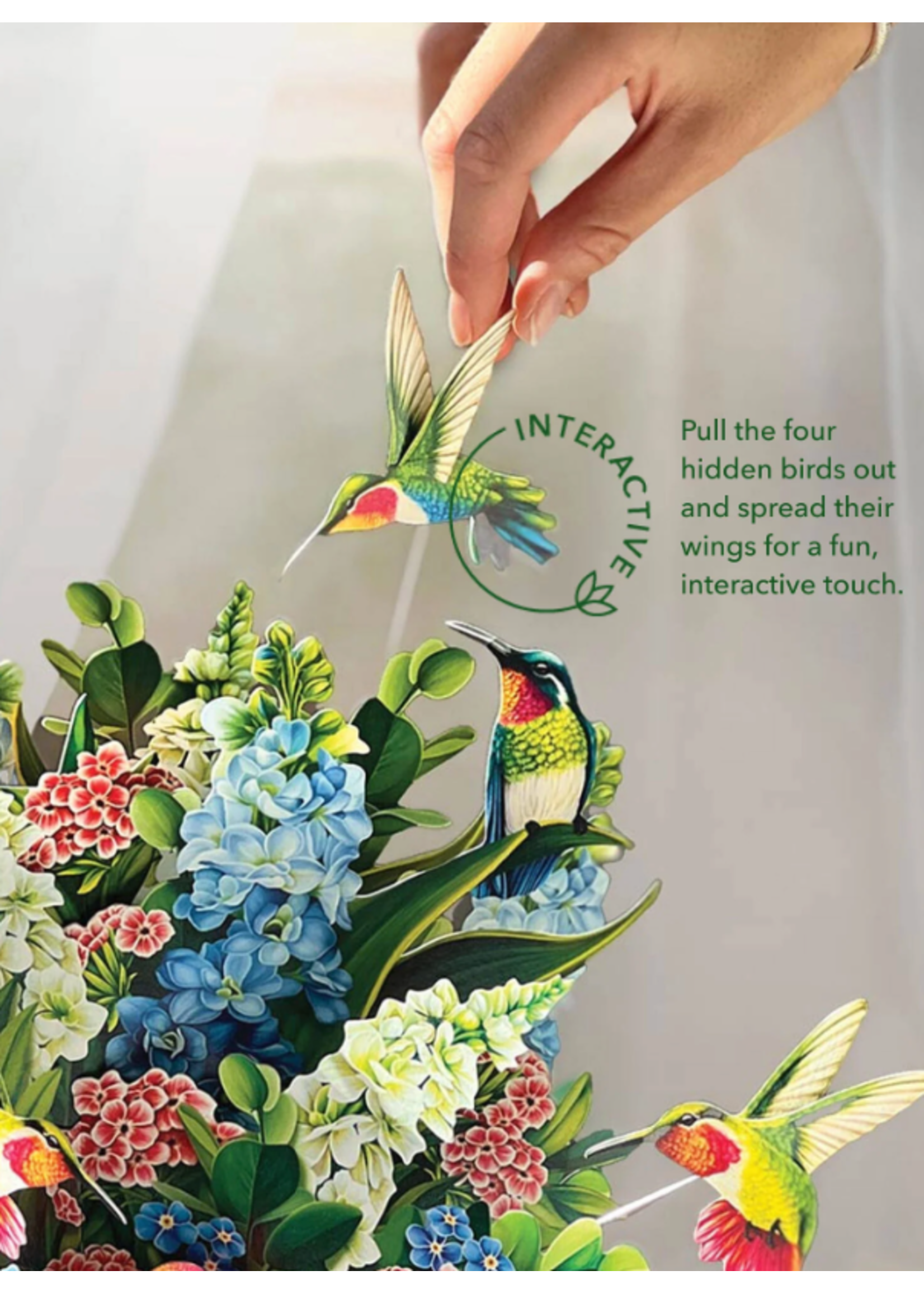 Fresh Cut Paper Hummingbird Oasis Pop Up Flower Bouquet