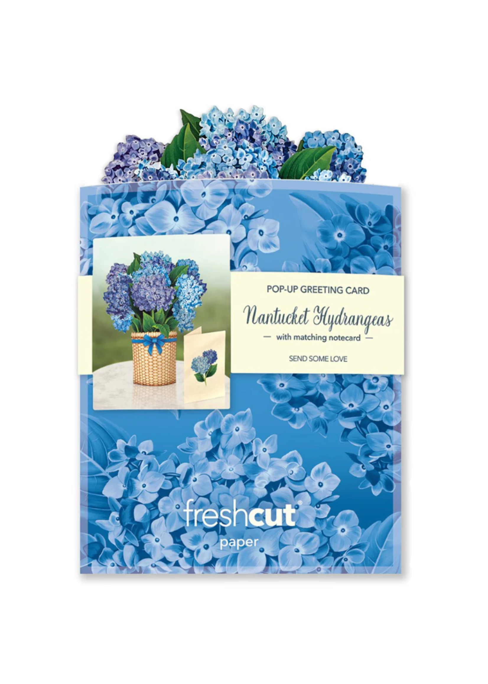 Fresh Cut Paper Nantucket Hydrangeas Mini Pop Up Flower Bouquet