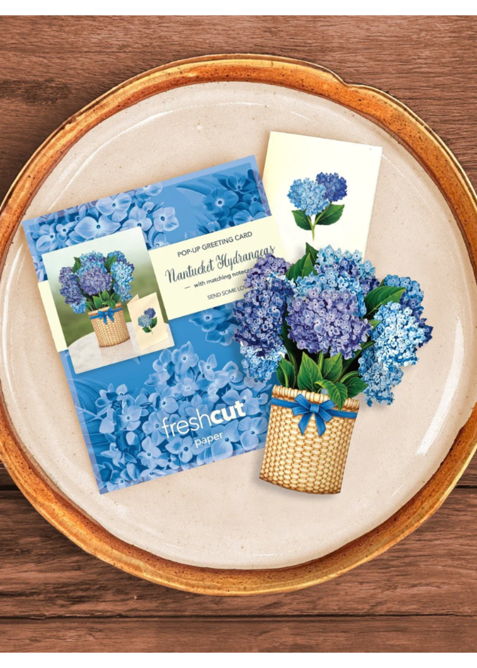 Fresh Cut Paper Nantucket Hydrangeas Mini Pop Up Flower Bouquet