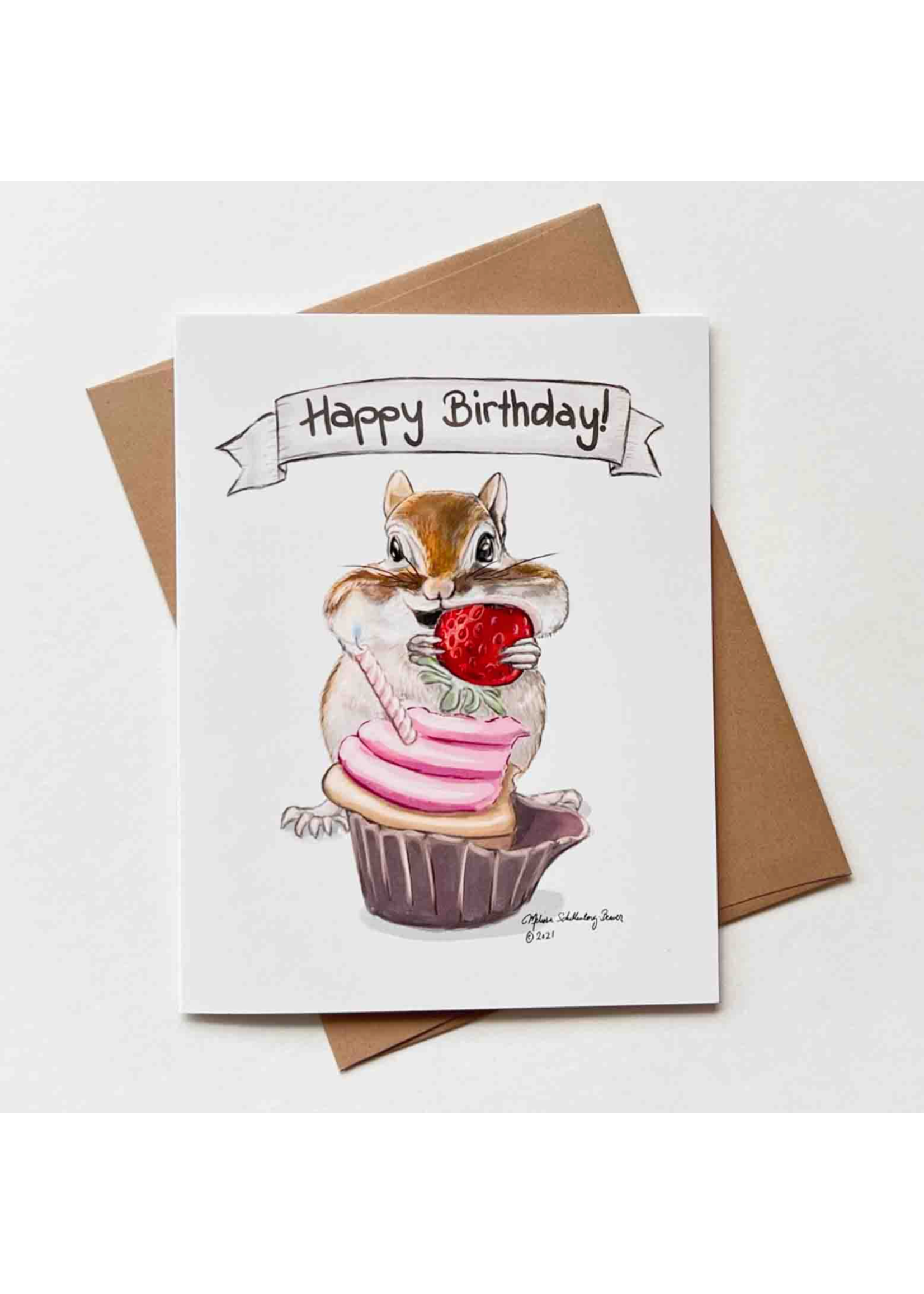 True North Creations Chipmunk Eating Strawberry Birthday