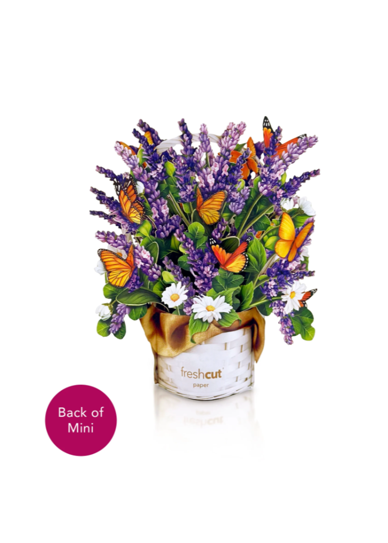 Fresh Cut Paper Lavender and Butterflies Mini Pop Up Flower Bouquet