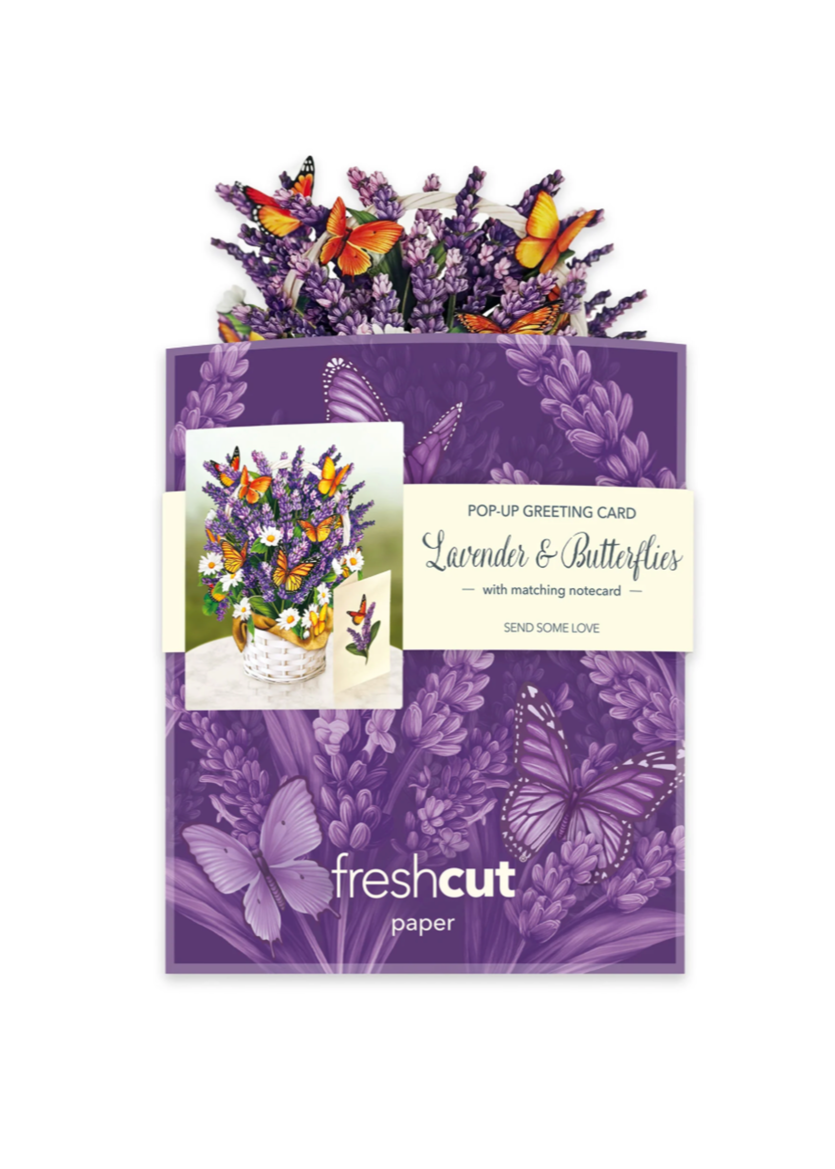 Fresh Cut Paper Lavender and Butterflies Mini Pop Up Flower Bouquet