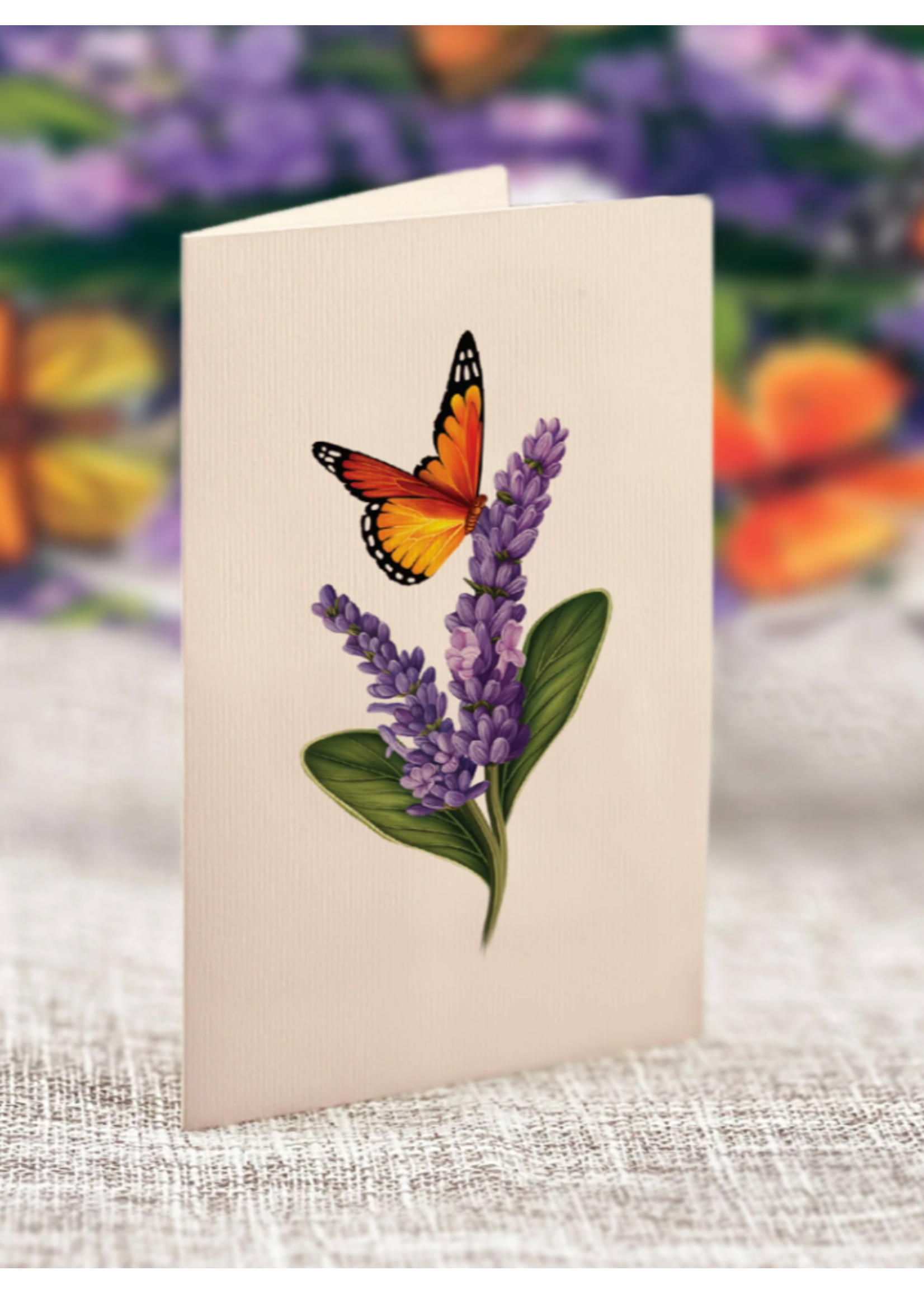 Fresh Cut Paper Lavender and Butterflies Mini Pop Up Flower Bouquet