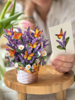 Fresh Cut Paper Lavender and Butterflies Mini Pop Up Flower Bouquet
