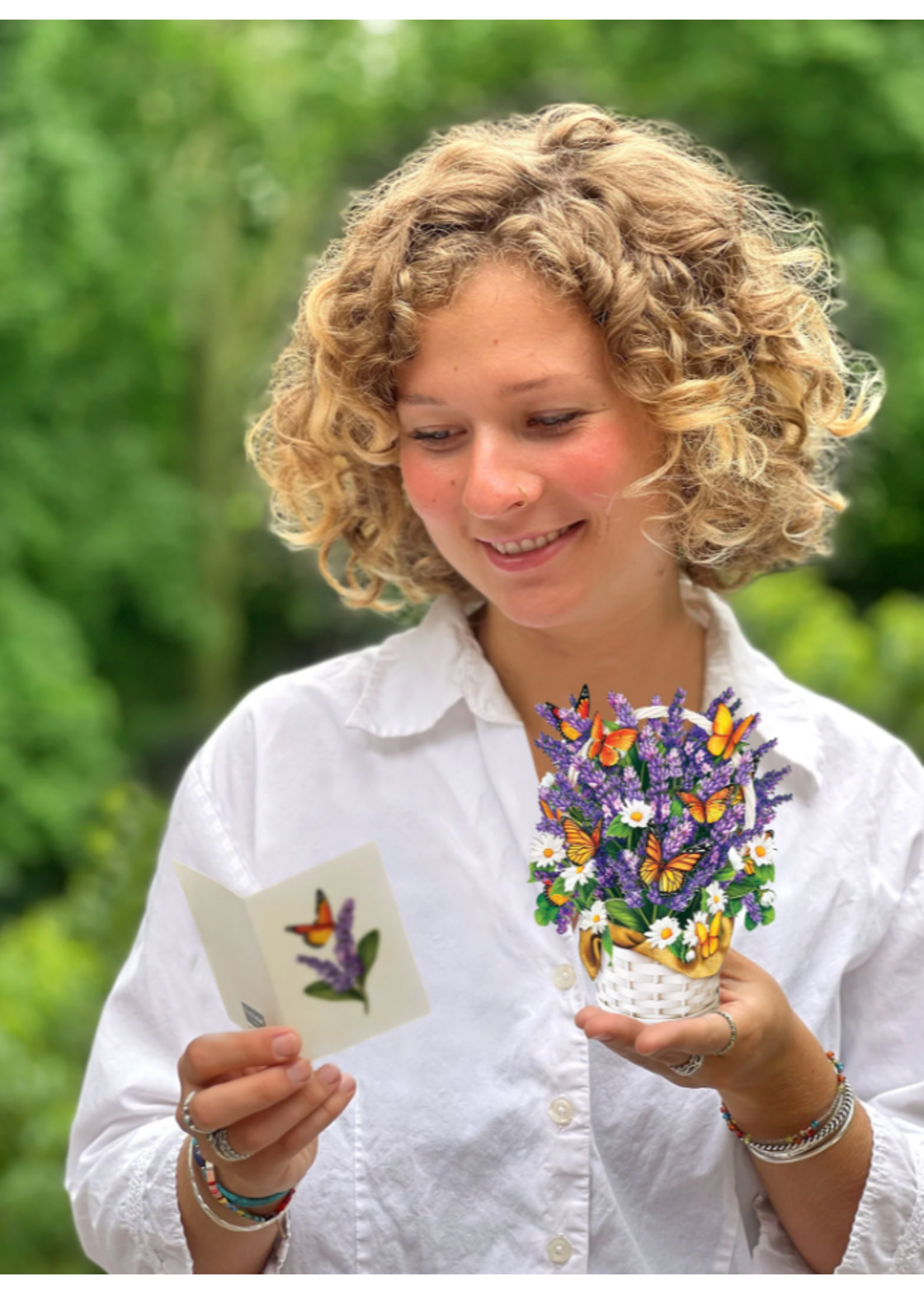 Fresh Cut Paper Lavender and Butterflies Mini Pop Up Flower Bouquet