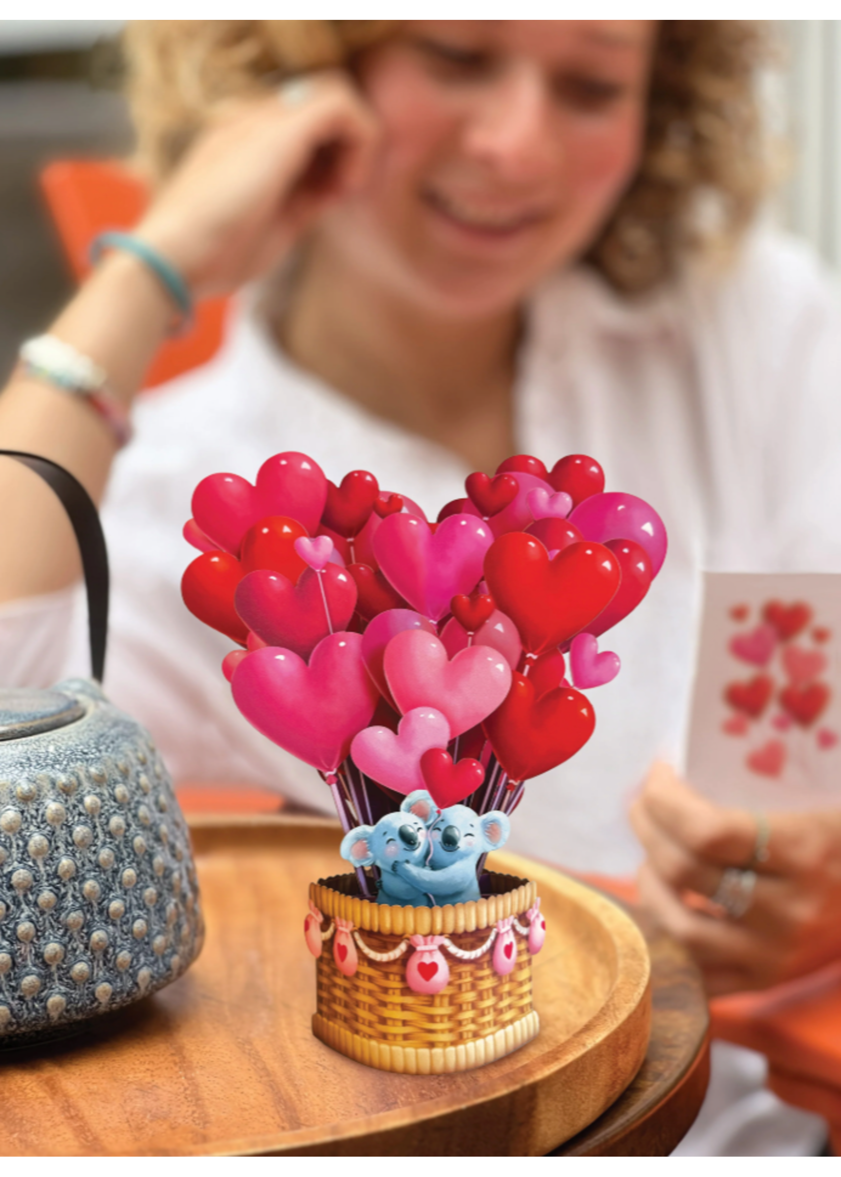 Fresh Cut Paper Heart Balloons Mini Pop Up Flower Bouquet
