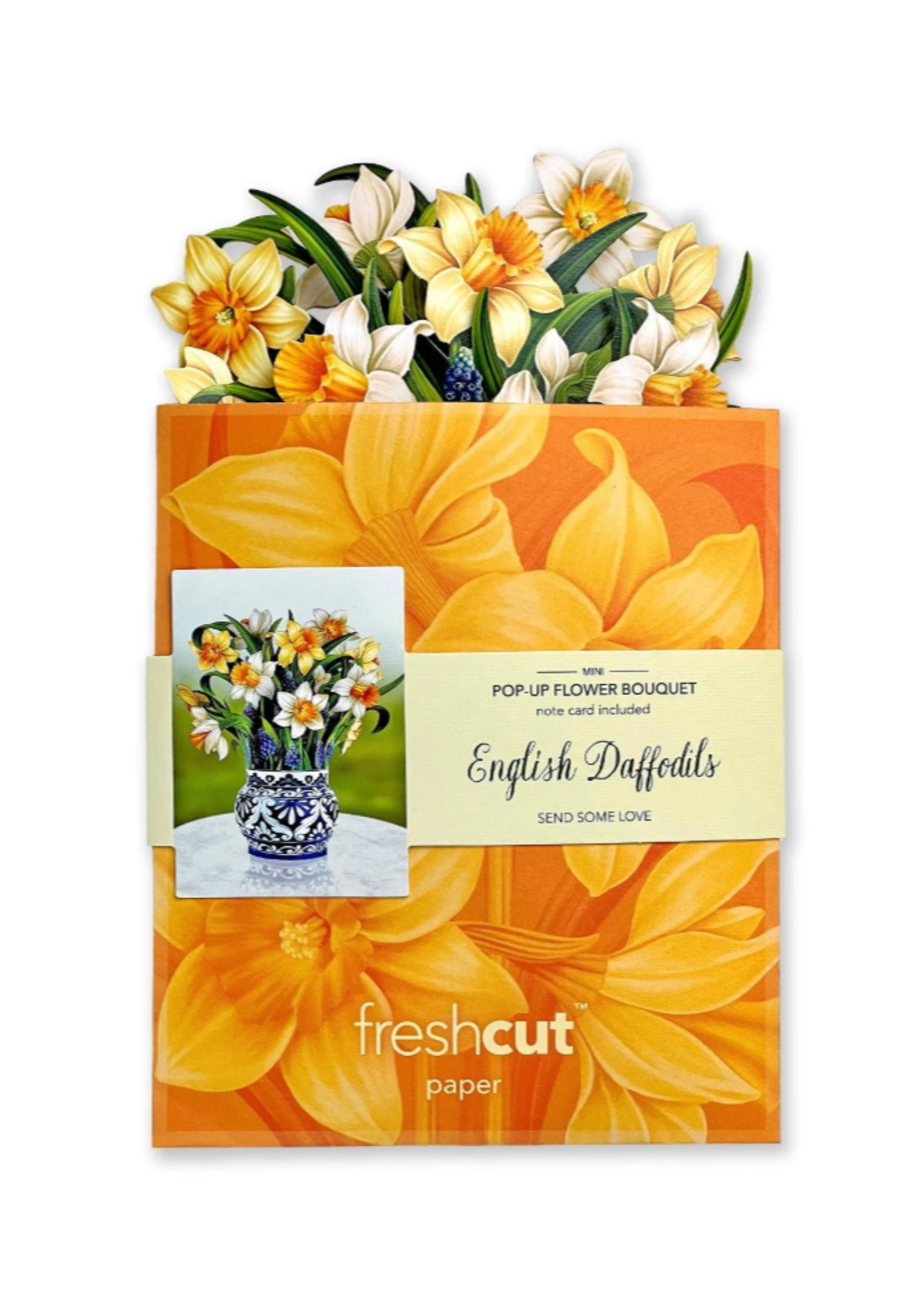 Fresh Cut Paper English Daffodils Mini Pop Up Flower Bouquet