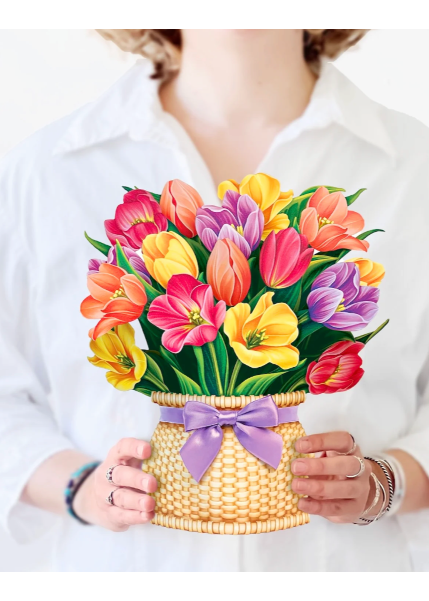 Fresh Cut Paper Festive Tulips Pop Up Flower Bouquet