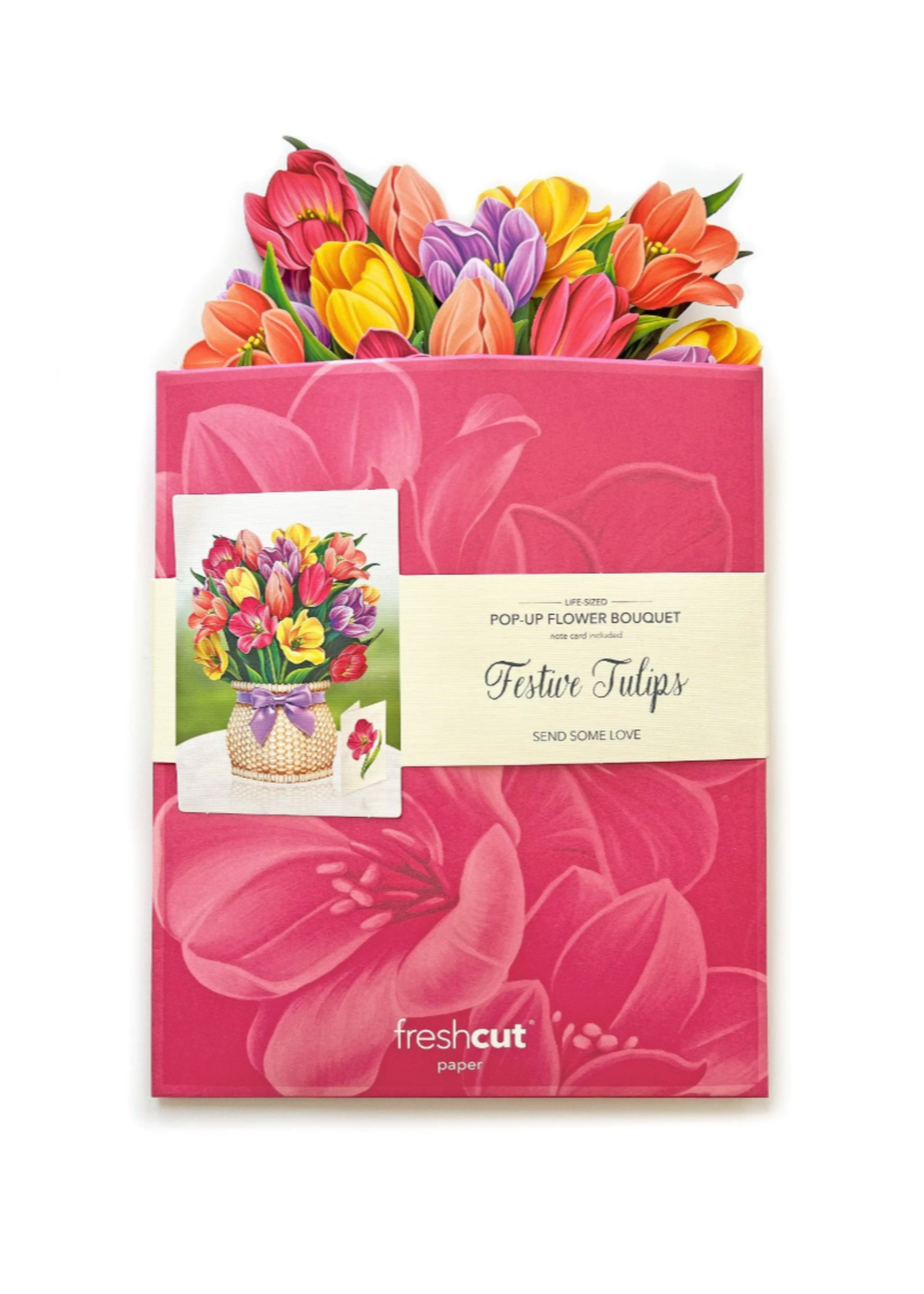Fresh Cut Paper Festive Tulips Pop Up Flower Bouquet